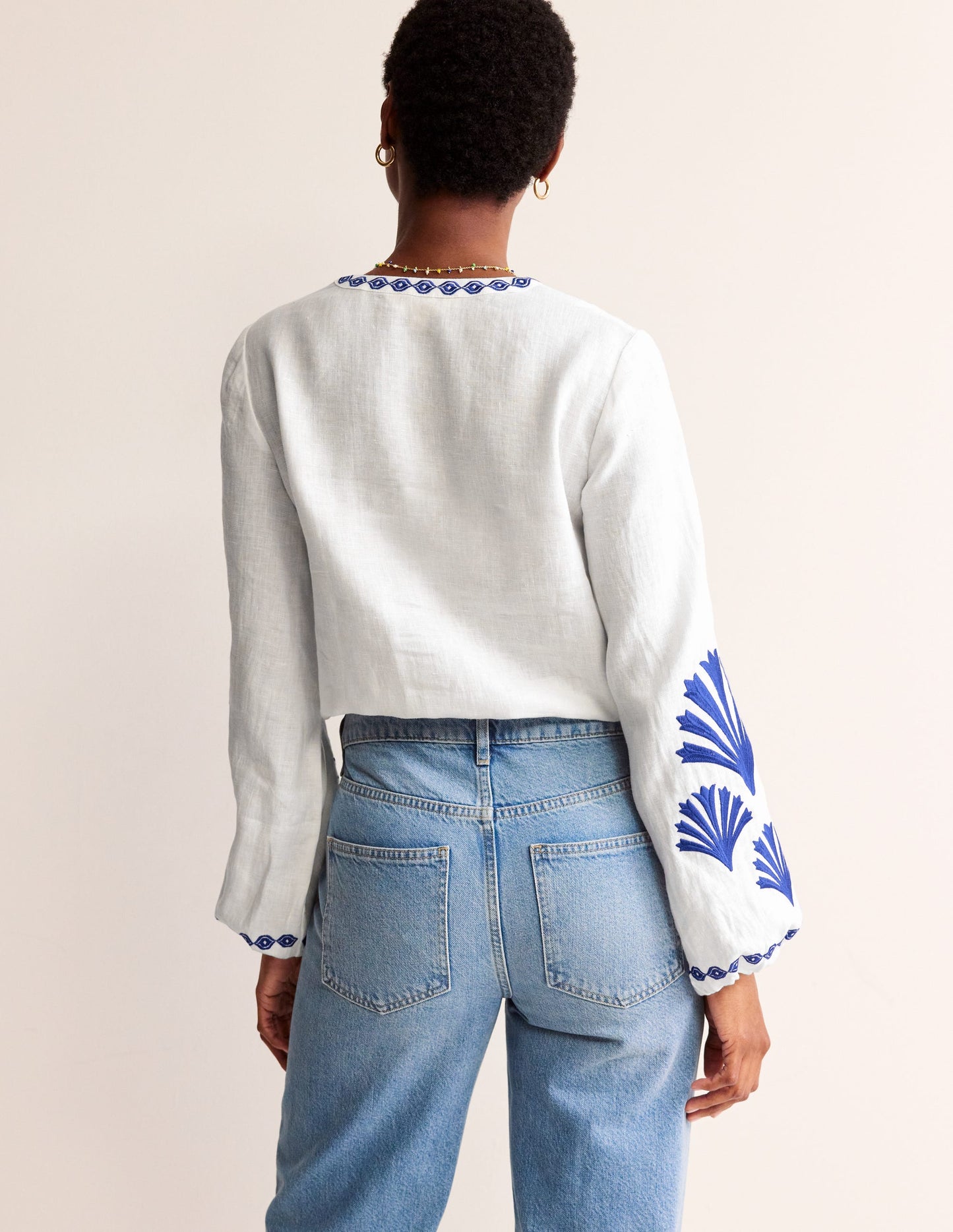 Top Bonnie en lin-Bleu connecté, coquillages