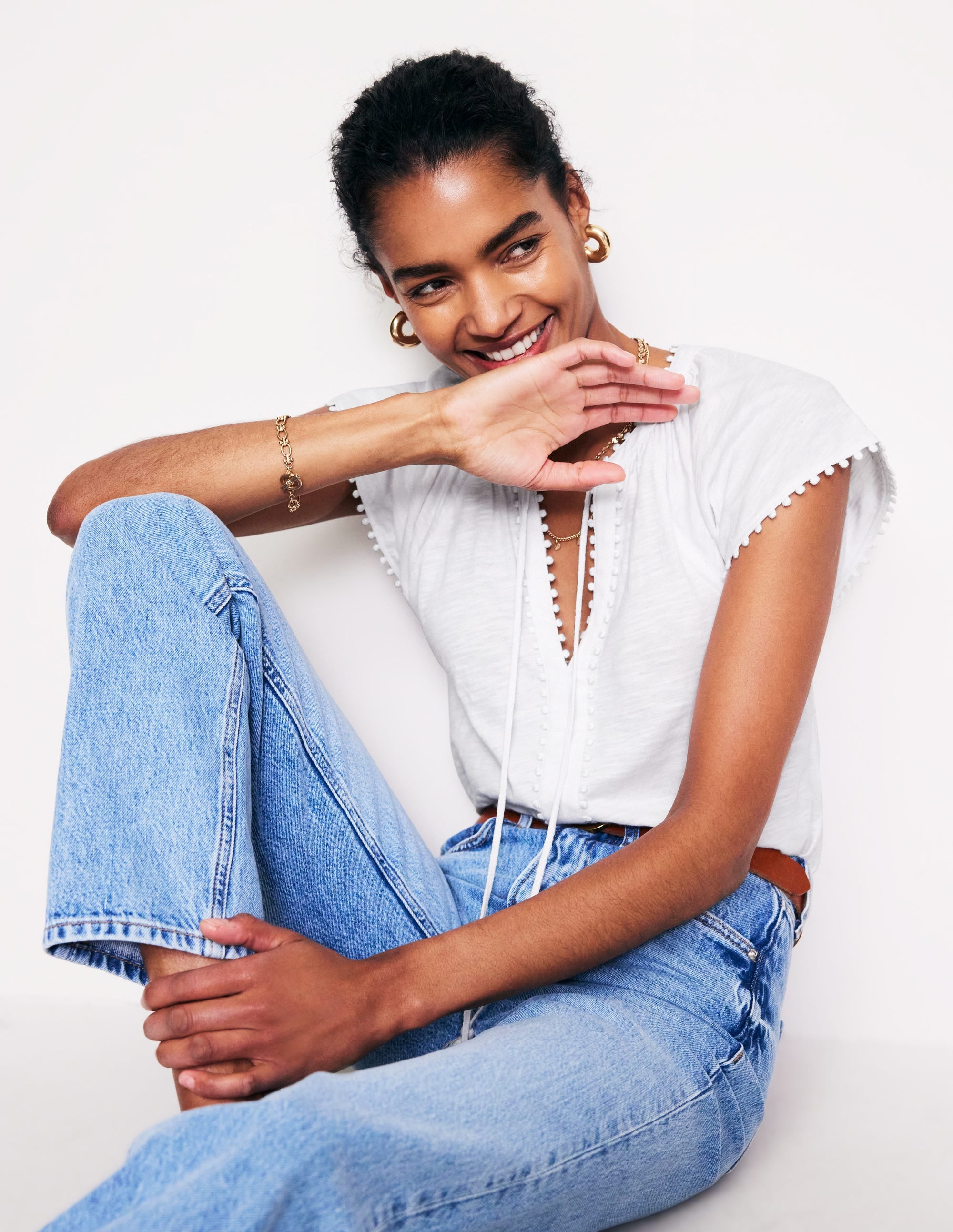Millie Trim Detail Top-White - Image 1