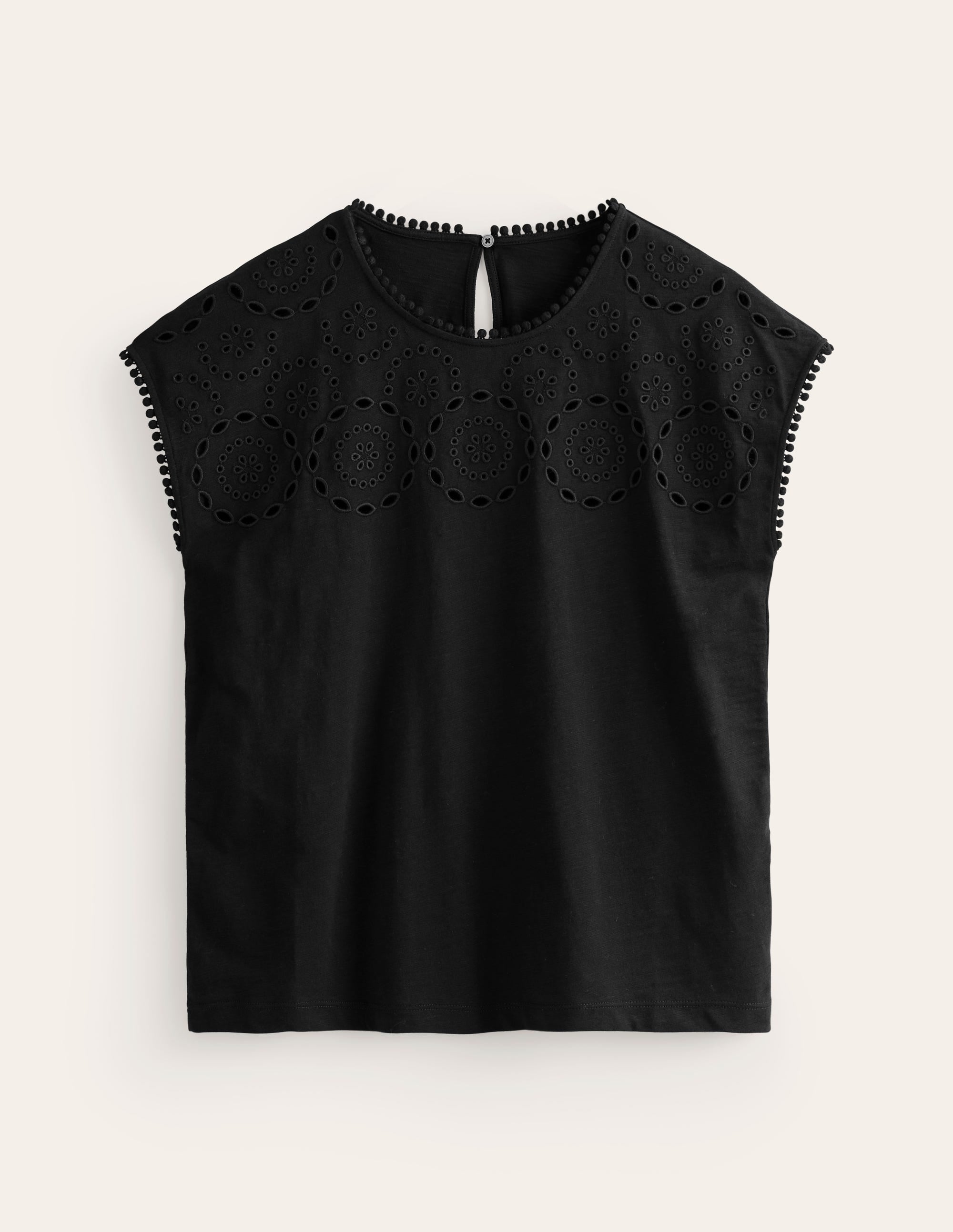 T-shirt Sasha avec broderie anglaise-Noir - Image 5