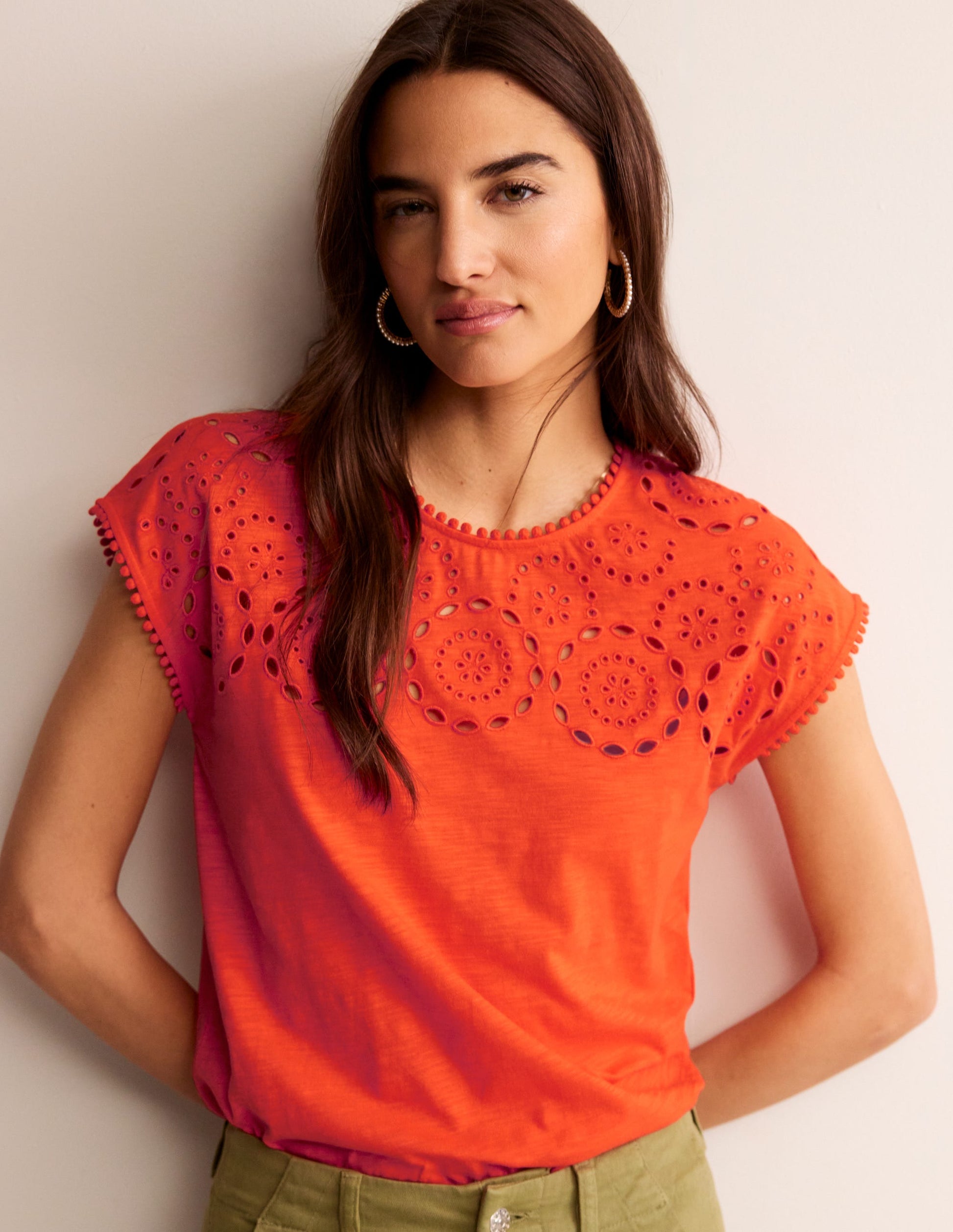 Sasha T-Shirt mit Stickerei-Mandarinenorange-1