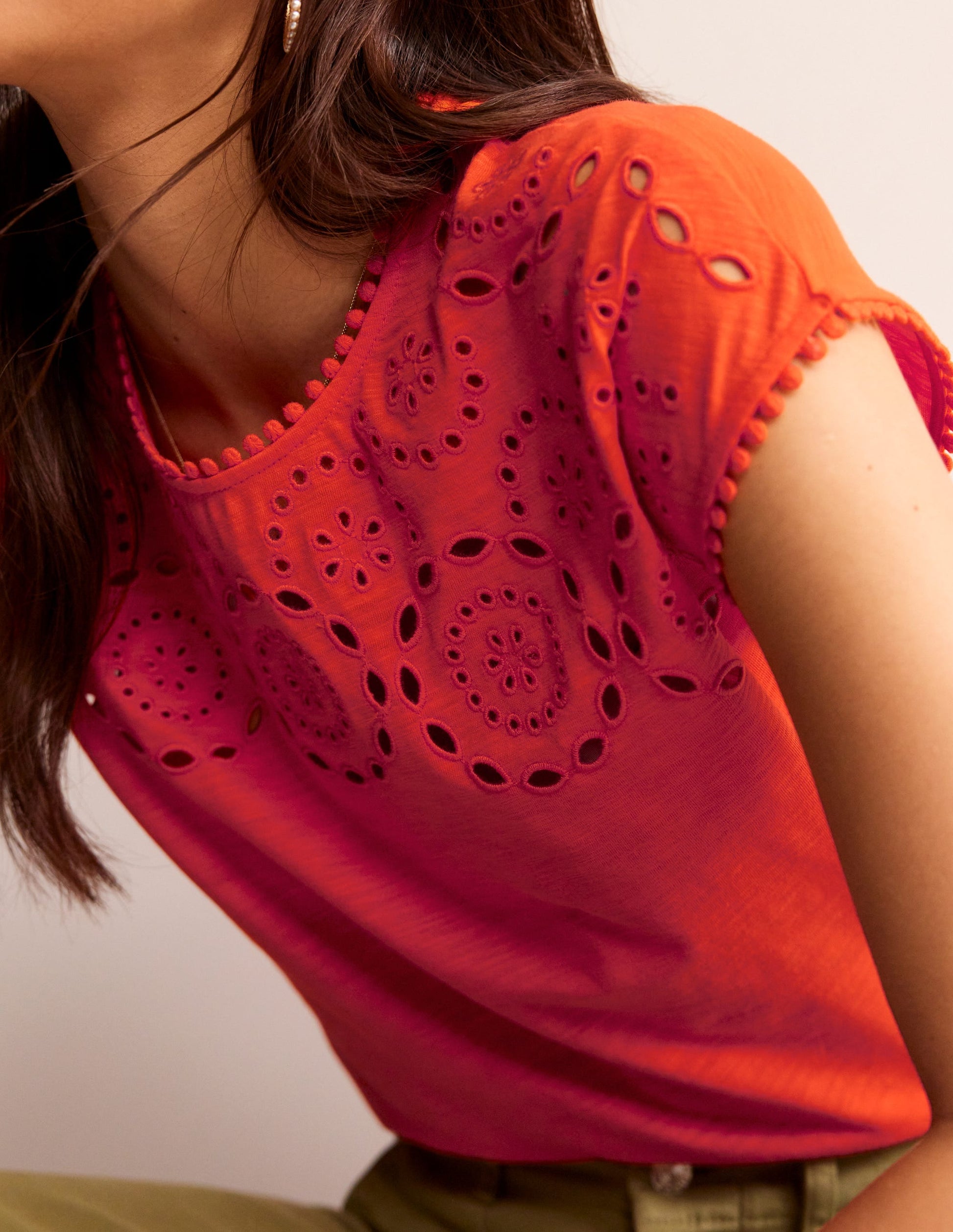 Sasha T-Shirt mit Stickerei-Mandarinenorange-2