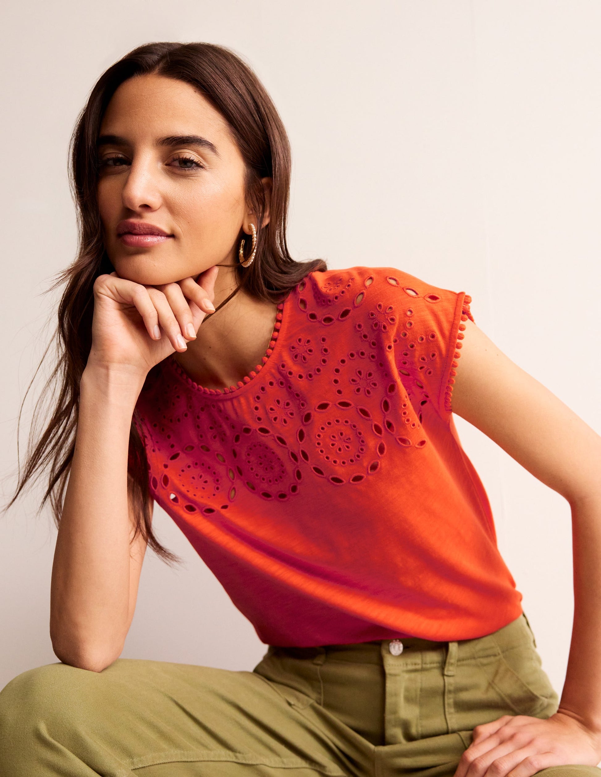 Sasha T-Shirt mit Stickerei-Mandarinenorange-4