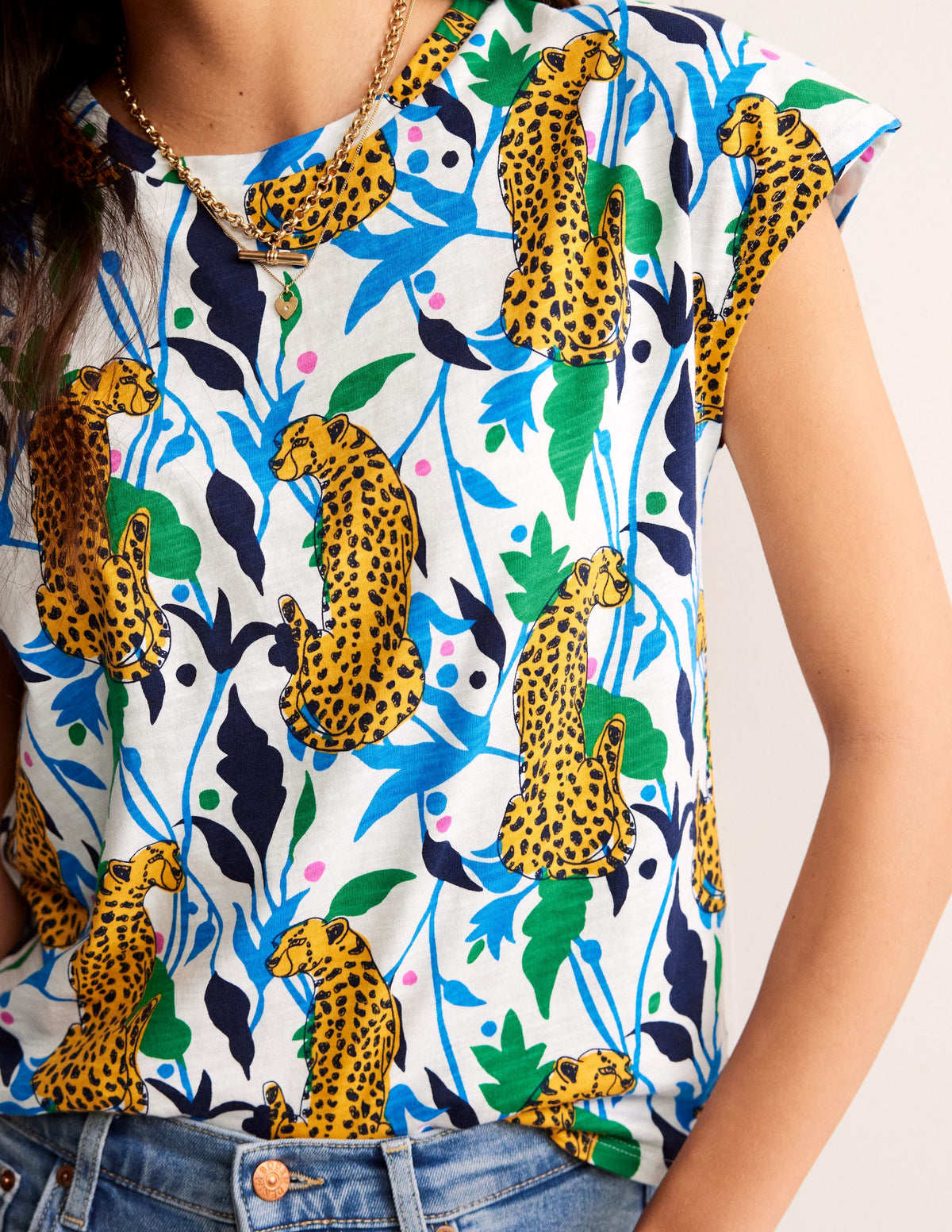 Louisa Flammgarn-T-Shirt mit Druck-Bunt, Leopard Zweig - Image 3
