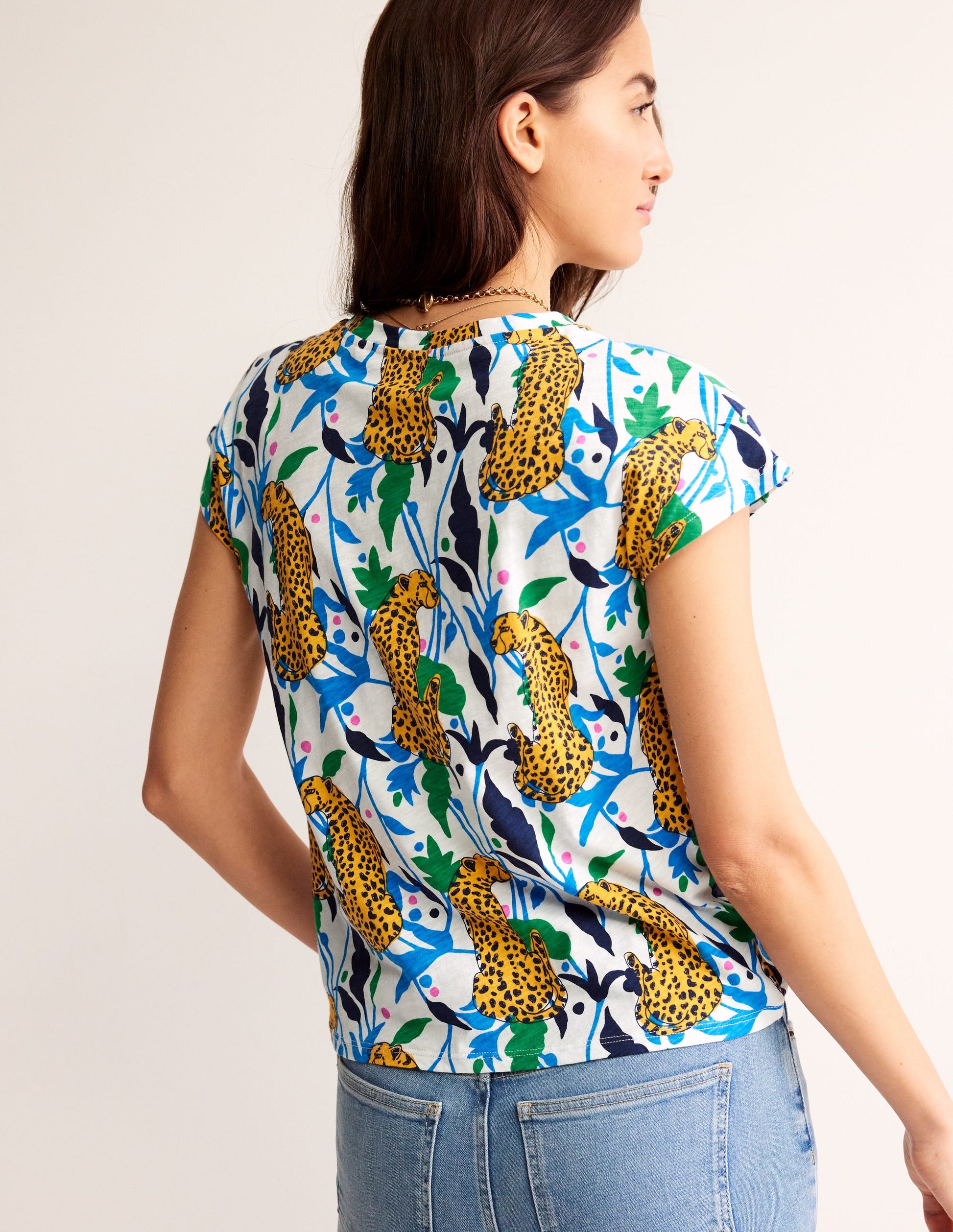 Louisa Flammgarn-T-Shirt mit Druck-Bunt, Leopard Zweig-4