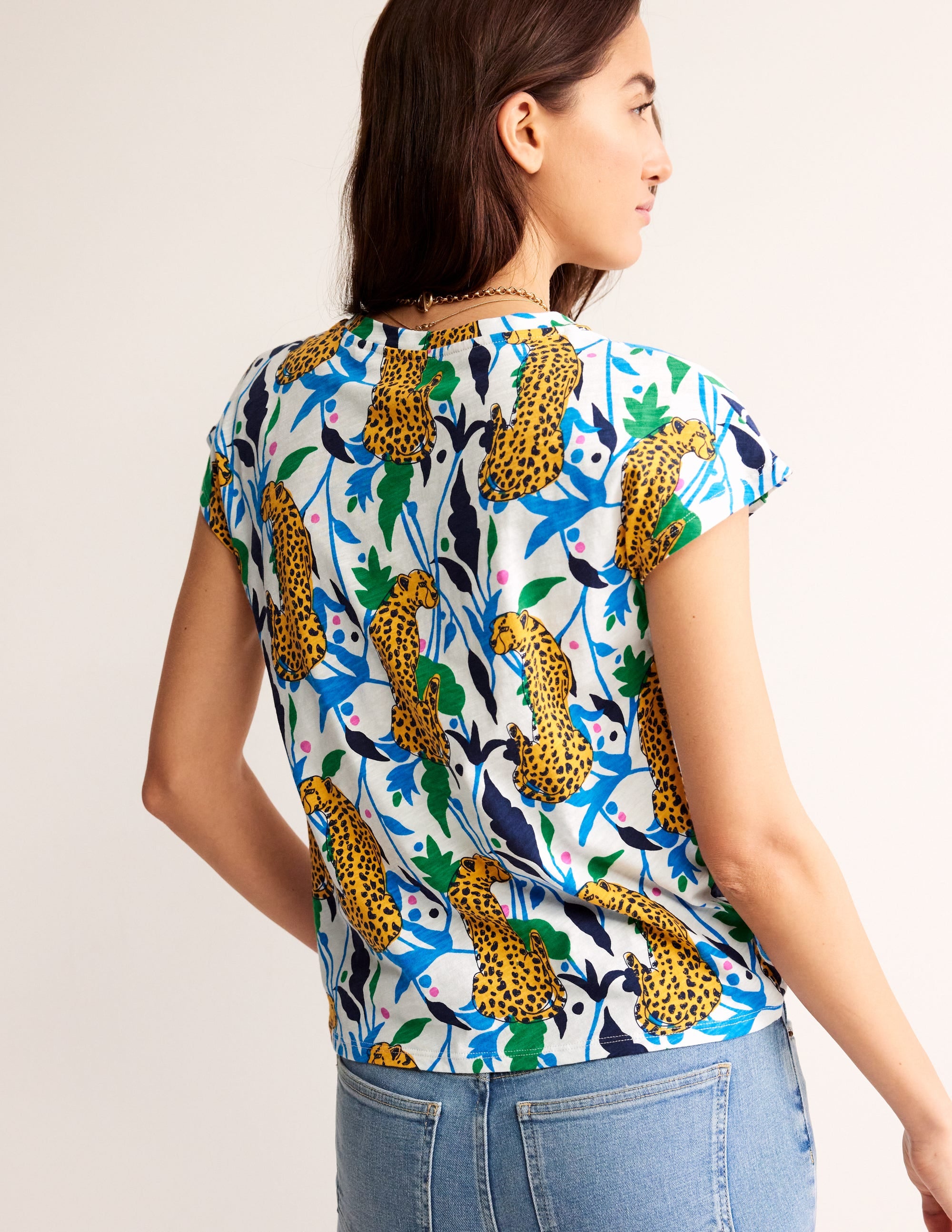Louisa Flammgarn-T-Shirt mit Druck-Bunt, Leopard Zweig - Image 4