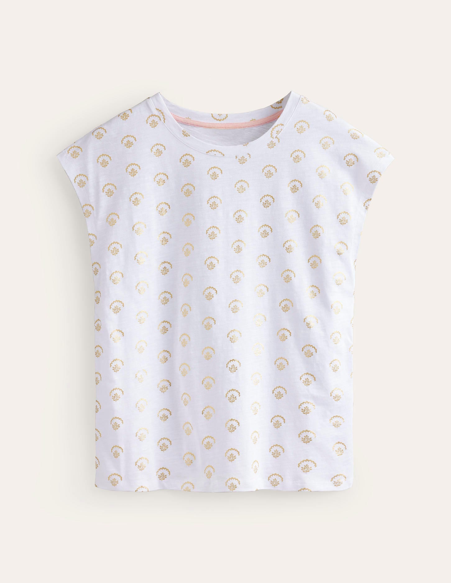 Louisa Flammgarn-T-Shirt mit Druck-Weiß, kleiner Zweig Folie-5