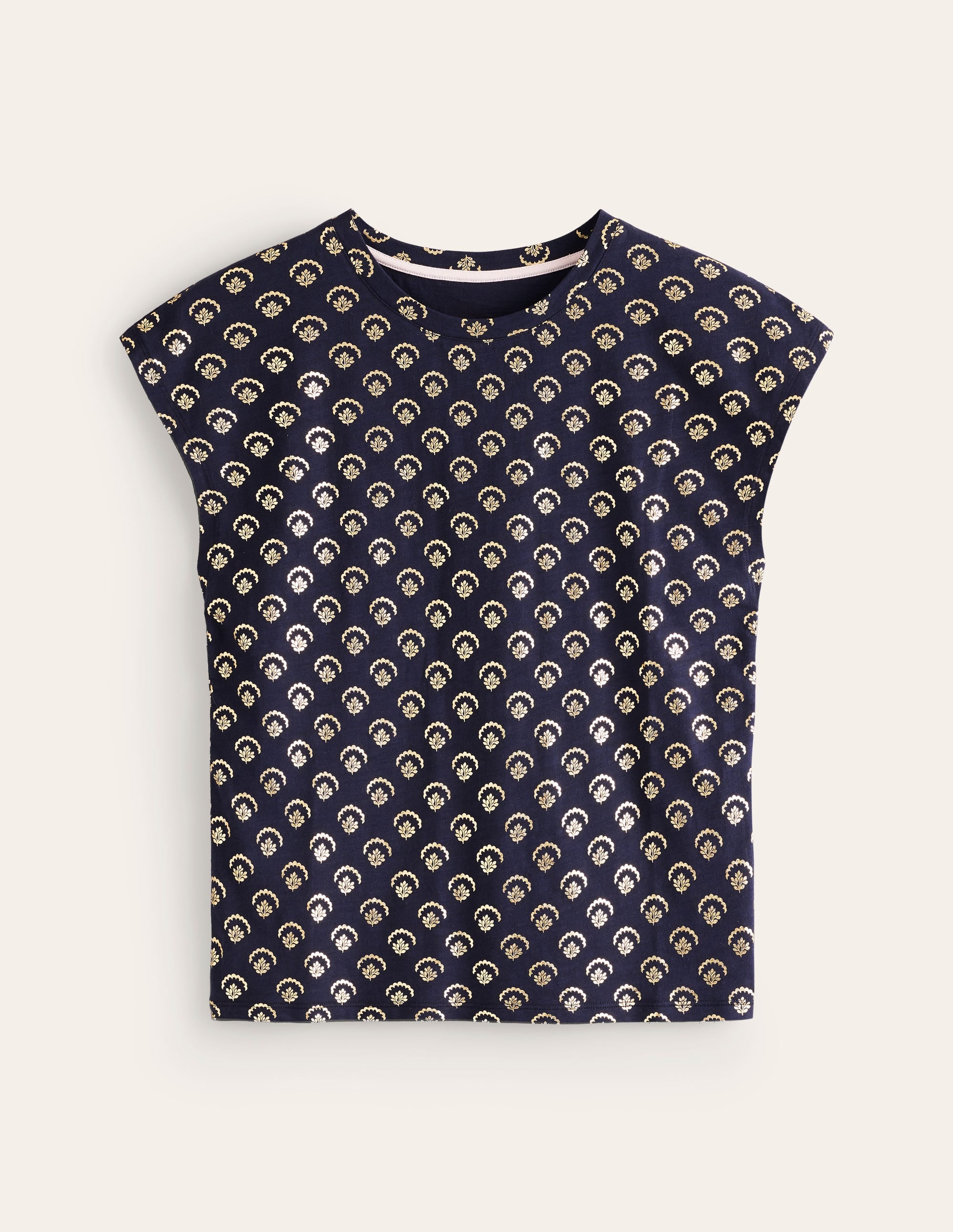 Louisa Flammgarn-T-Shirt mit Druck-Marineblau, Weinrebe Folie - Image 5
