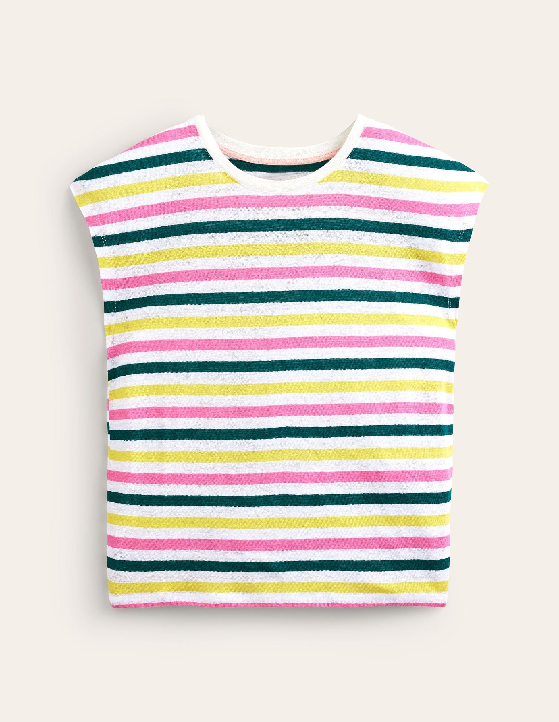 T-shirt col rond Louisa en lin-Rayé multi-5