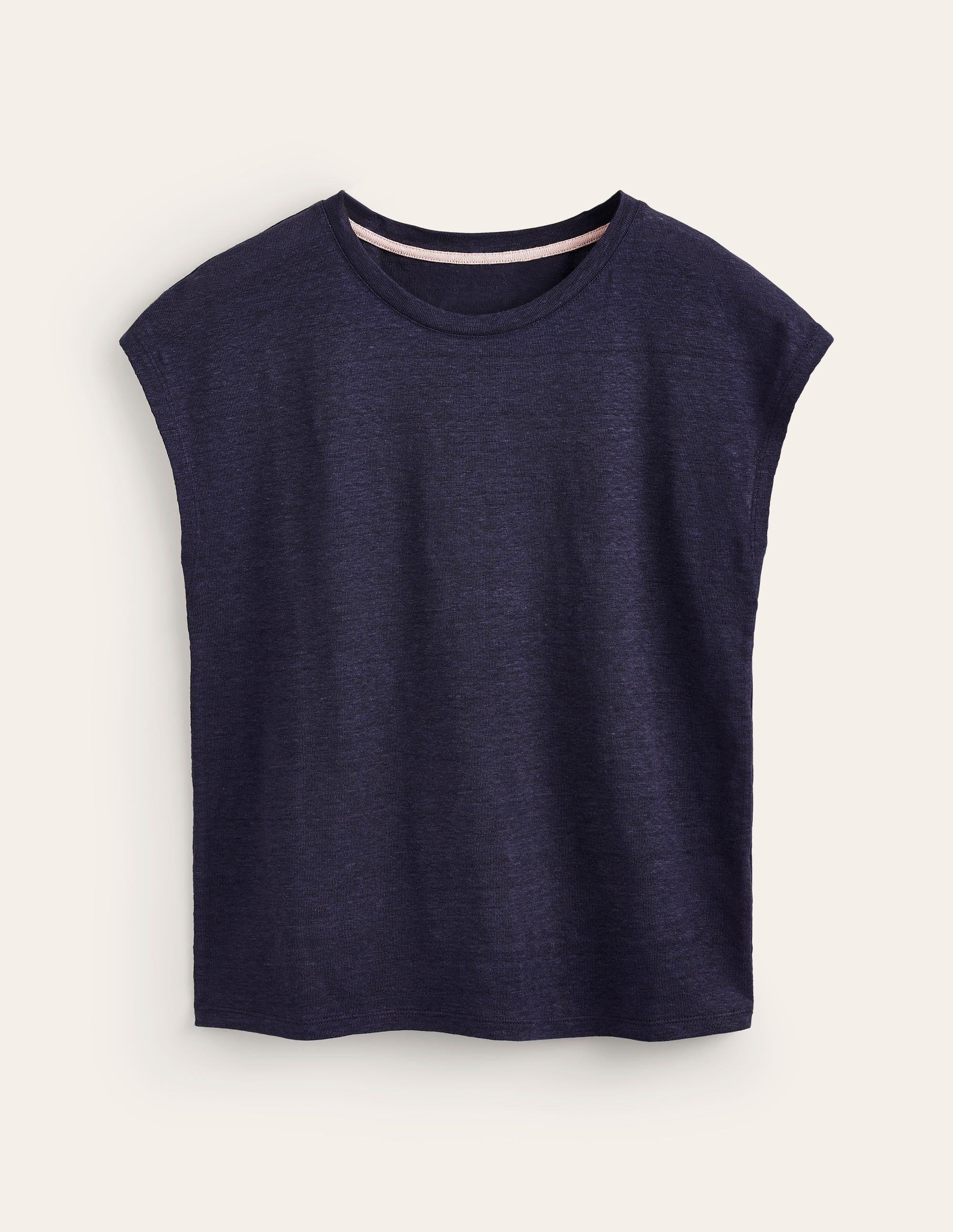 Louisa Leinen-T-Shirt mit Rundhalsausschnitt-Marineblau - Image 5