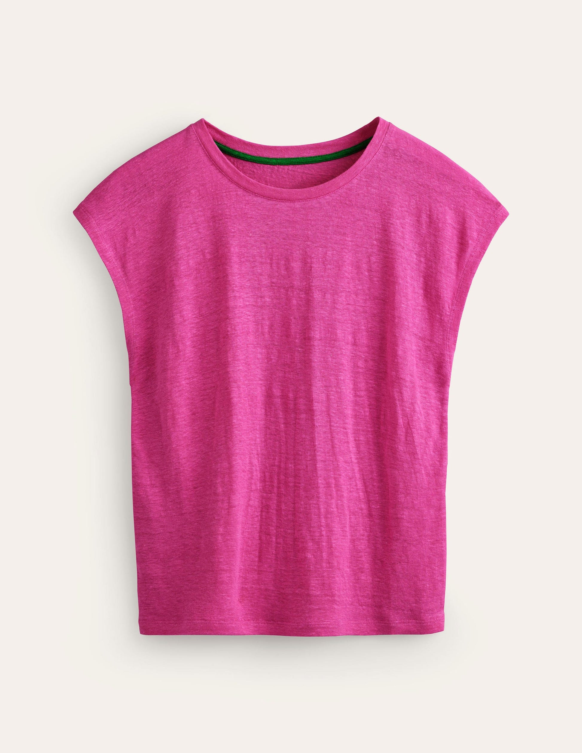 T-shirt col rond Louisa en lin-Sangria rose-5