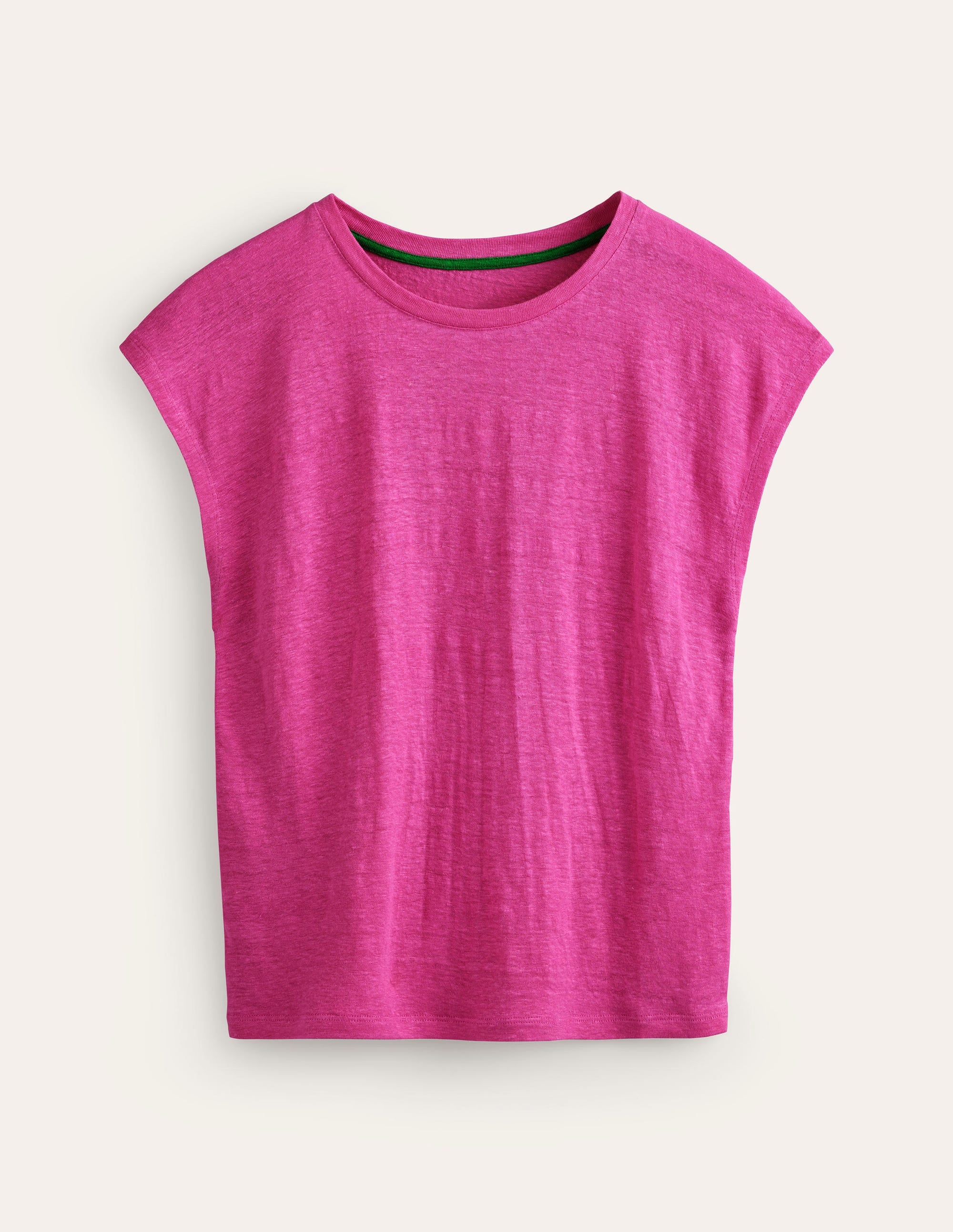 T-shirt col rond Louisa en lin-Sangria rose - Image 5