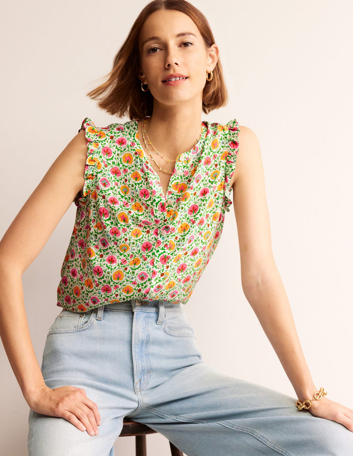 Alicia Oberteil mit Knöpfen-Grün, Bezaubernde Blüte