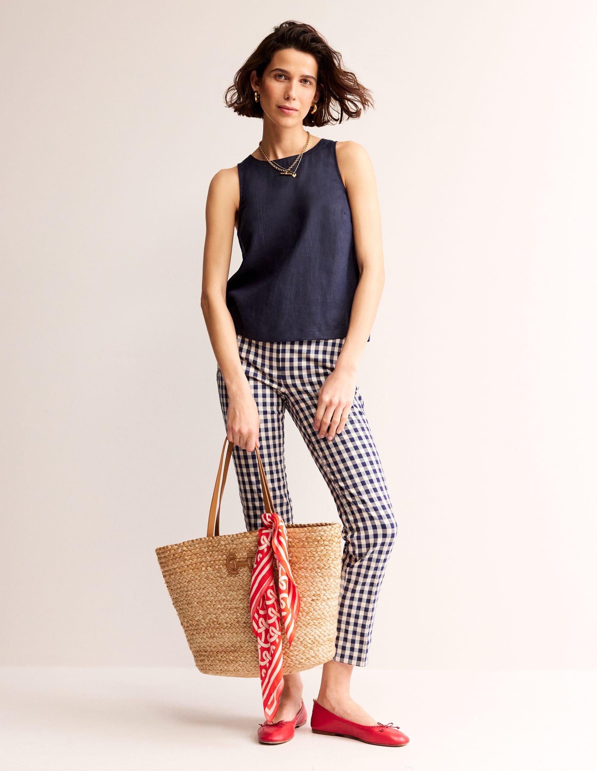 Top sans manches en lin-Bleu marine - Image 4