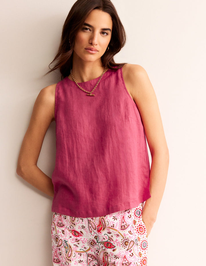Linen Sleeveless Shell Top-Rethink Pink