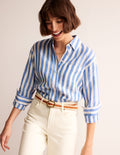 Chemise Connie en lin-Rayé cobalt