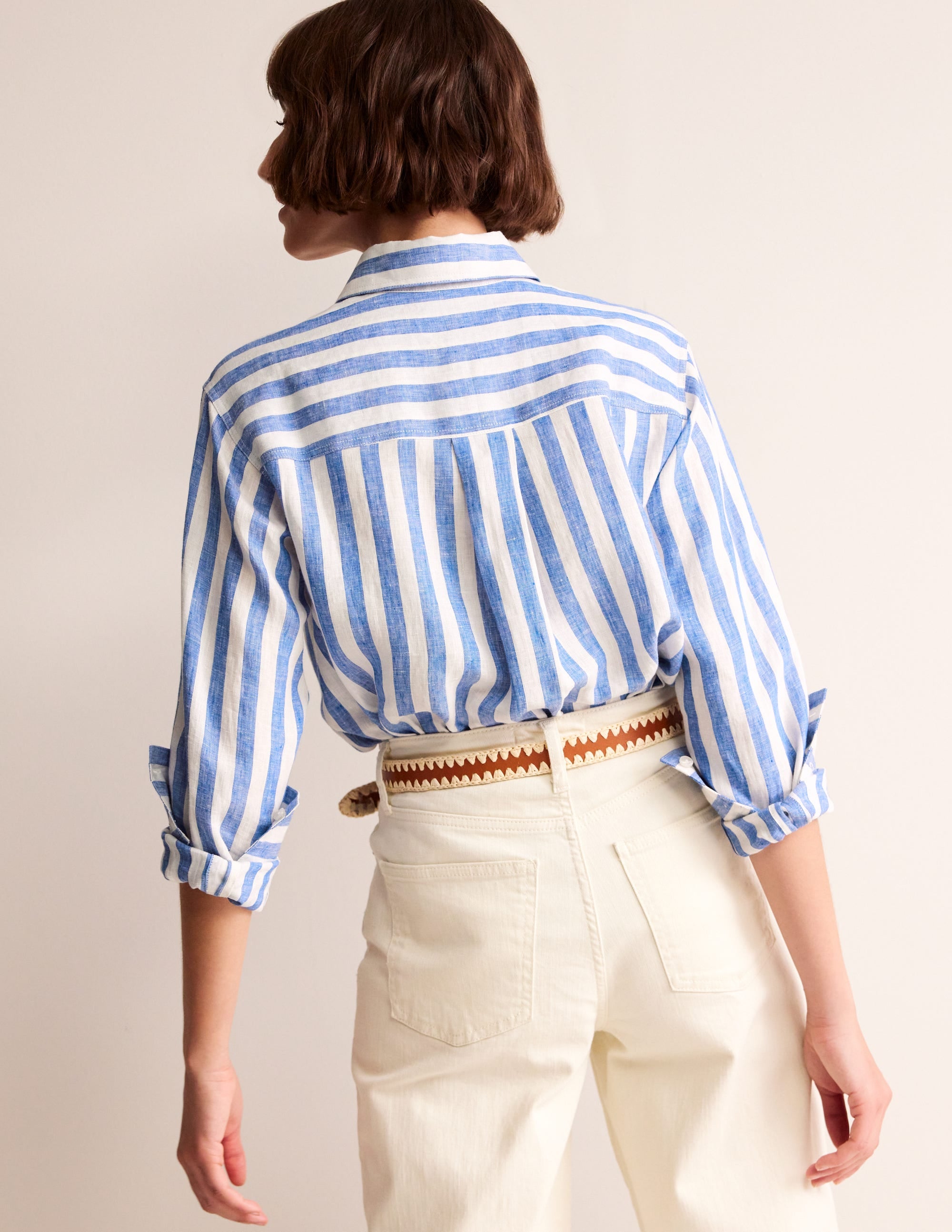 Chemise Connie en lin-Rayé cobalt - Image 3