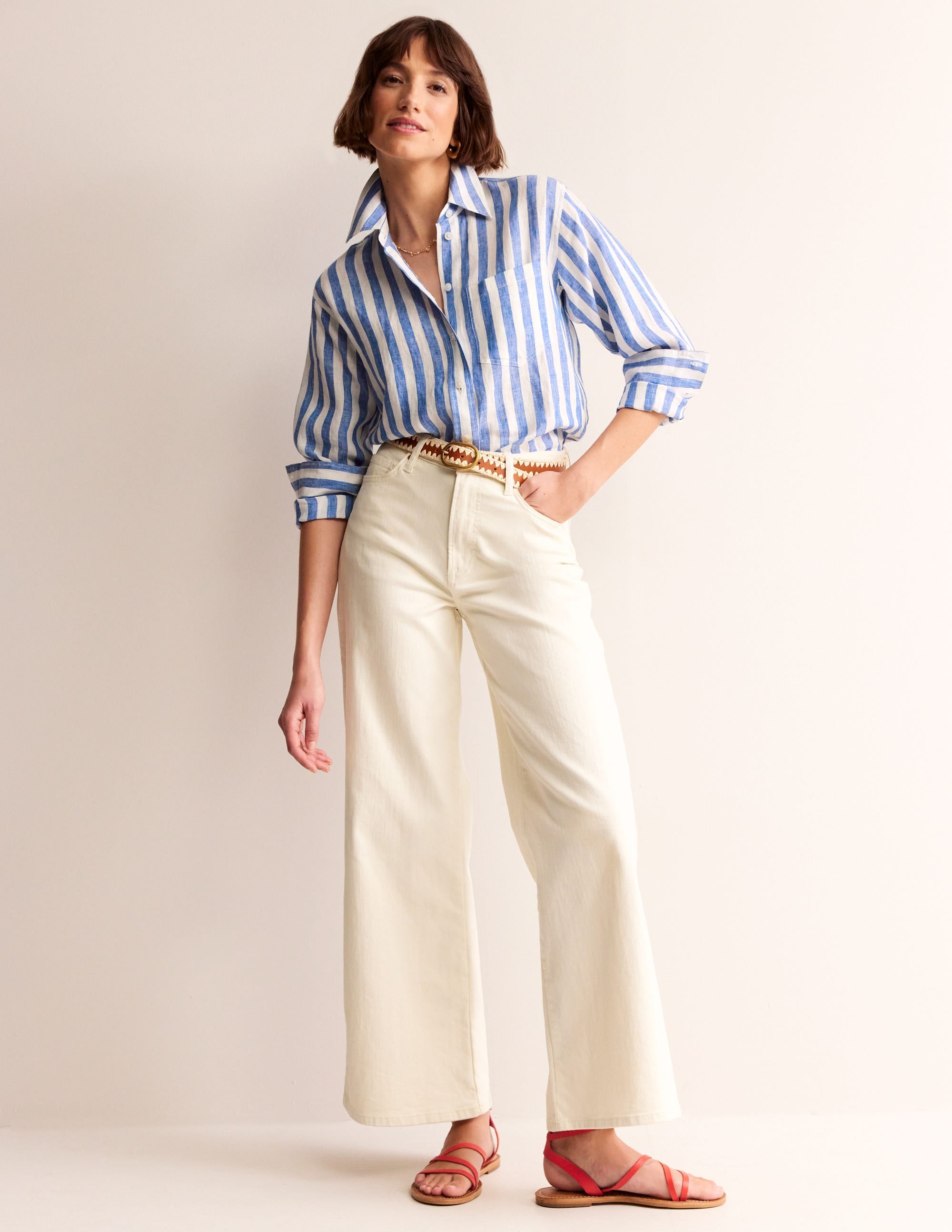 Chemise Connie en lin-Rayé cobalt - Image 5