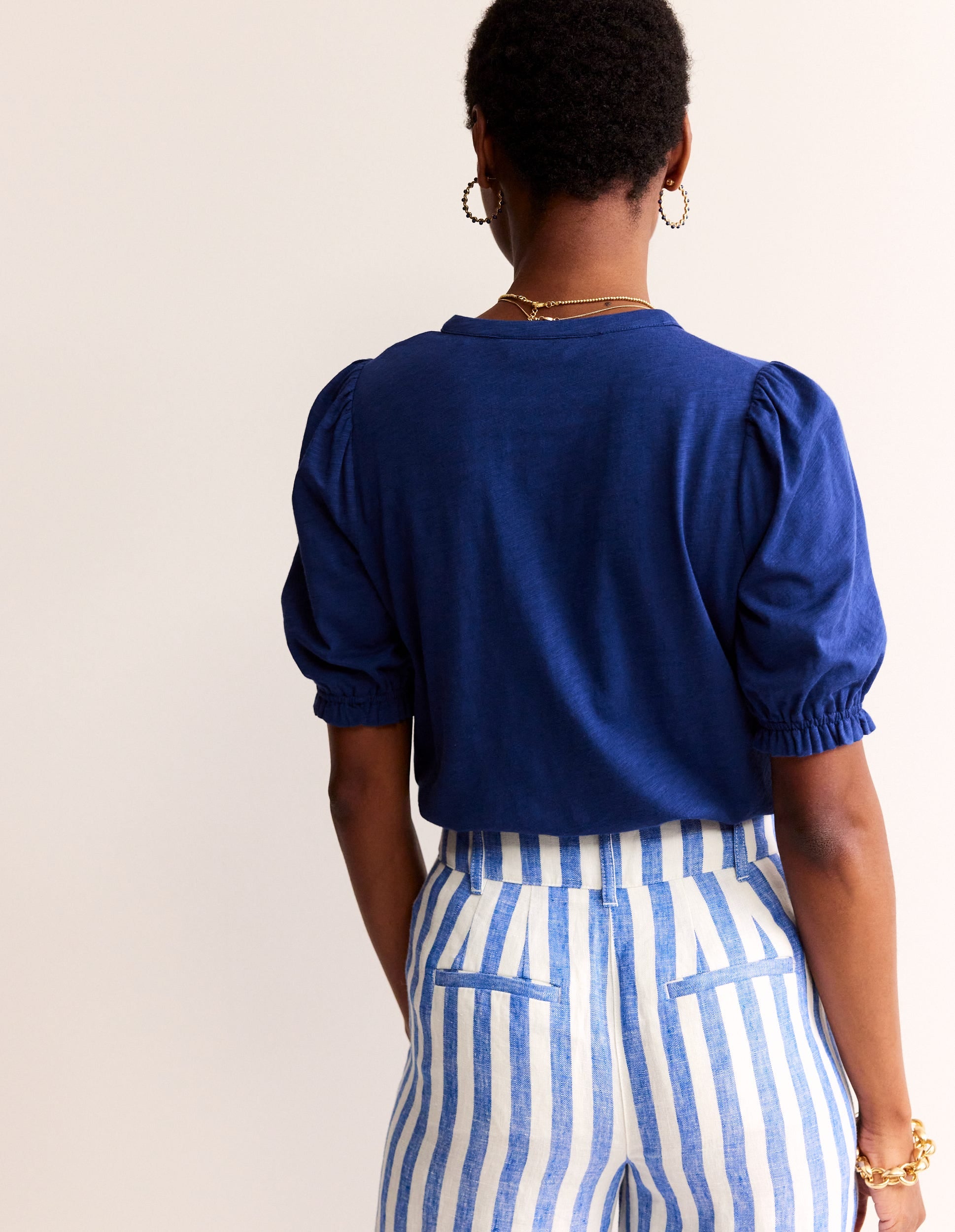 Chemise Dolly à manches bouffantes en jersey-Pivoine bleu marine - Image 3