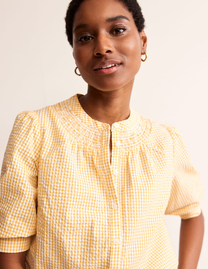 Ada Seersucker-Oberteil-Süße Honigwabe Kariert