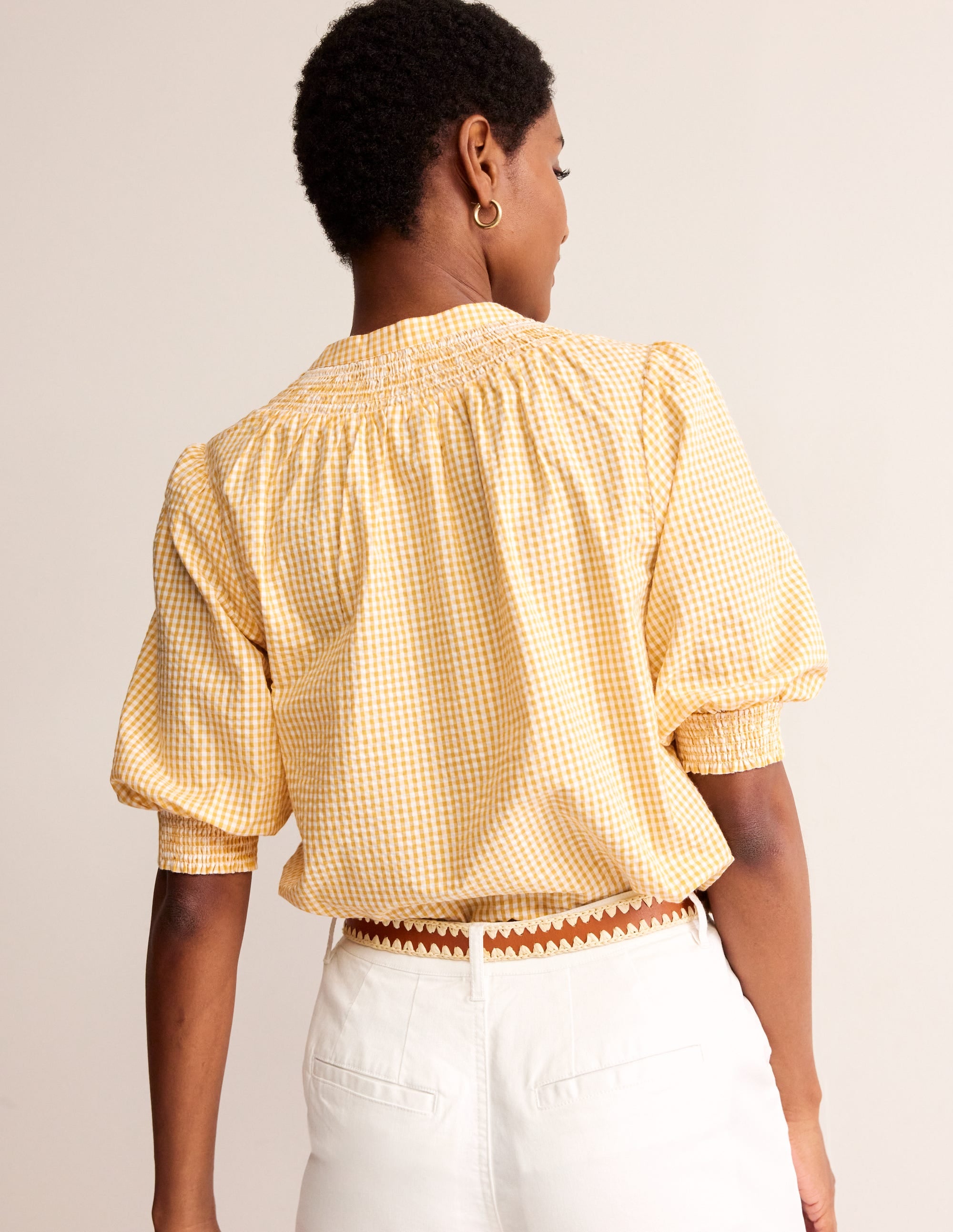 Top Ada en seersucker-Vichy rayon de miel tendre - Image 3