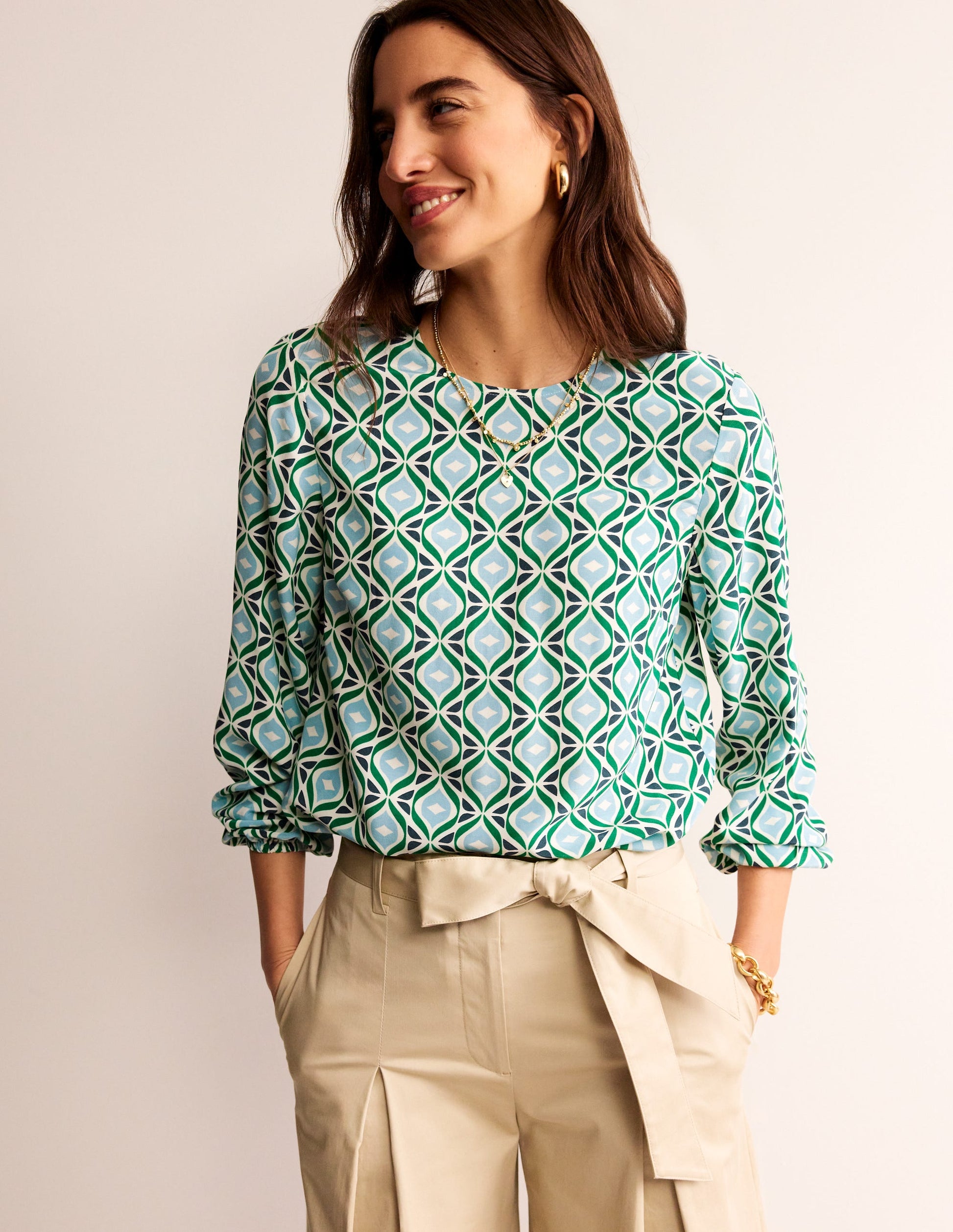 Easy Printed Top-Green Tambourine, Diamond Wave-1