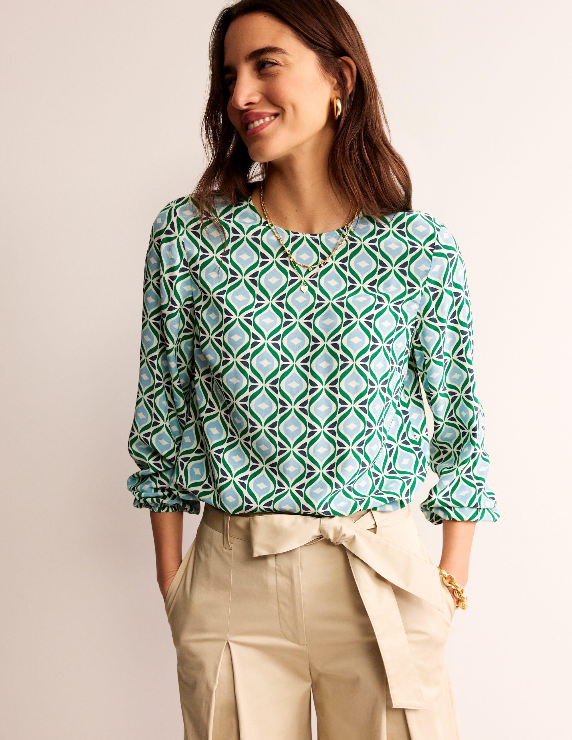 Easy Printed Top-Green Tambourine, Diamond Wave - Image 1
