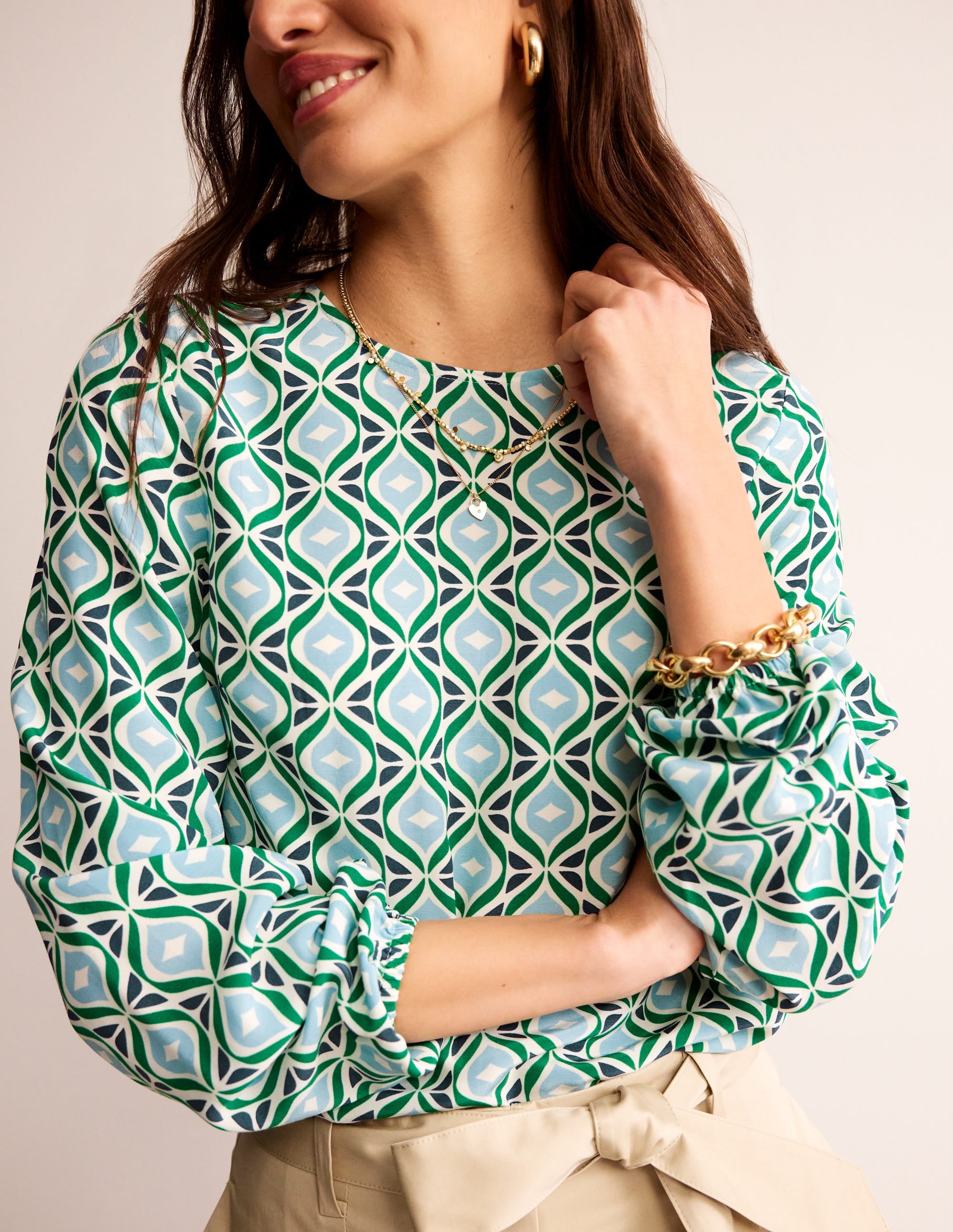Easy Printed Top-Green Tambourine, Diamond Wave - Image 2