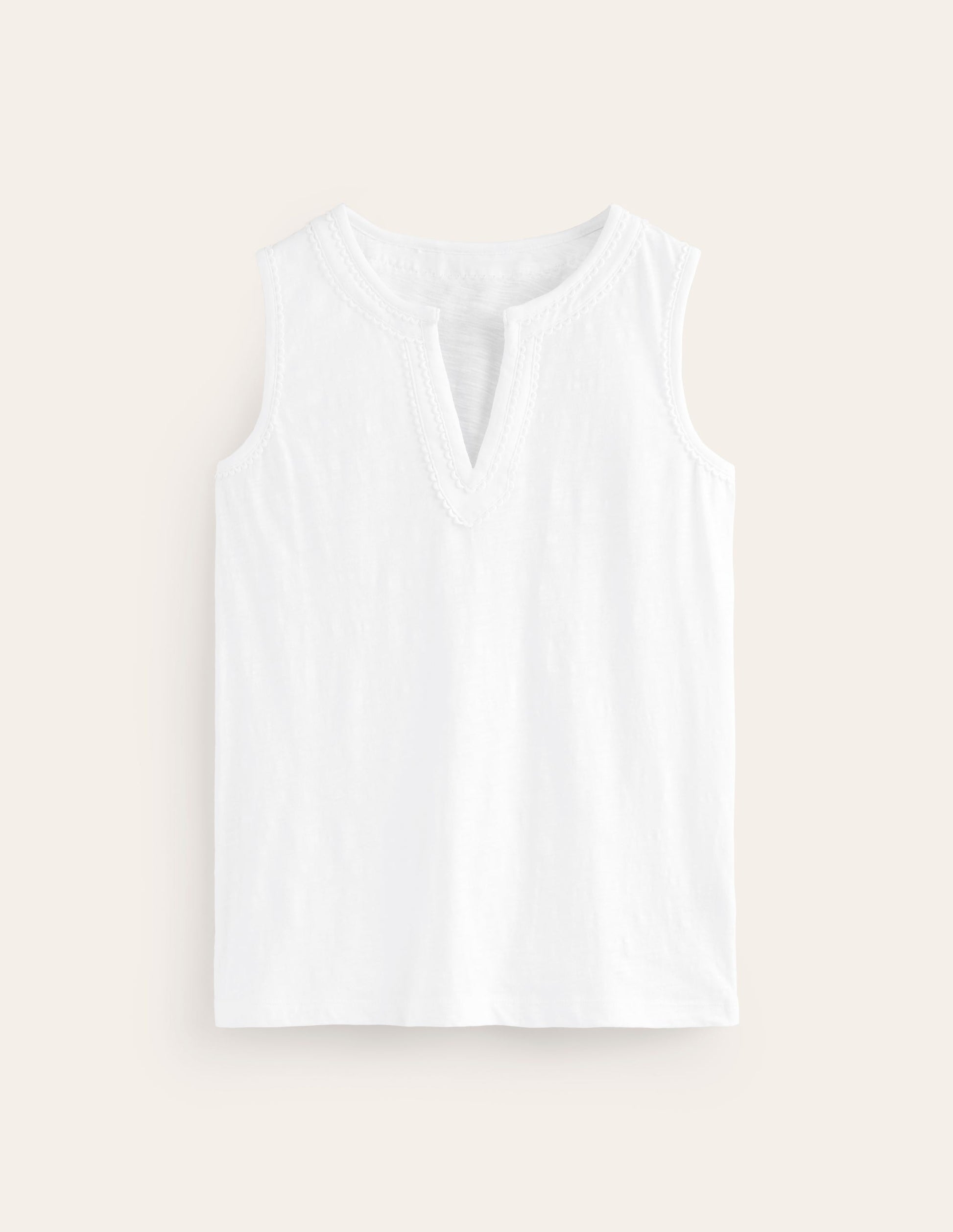 Tanktop mit Pompon-Besatz-Weiß-5