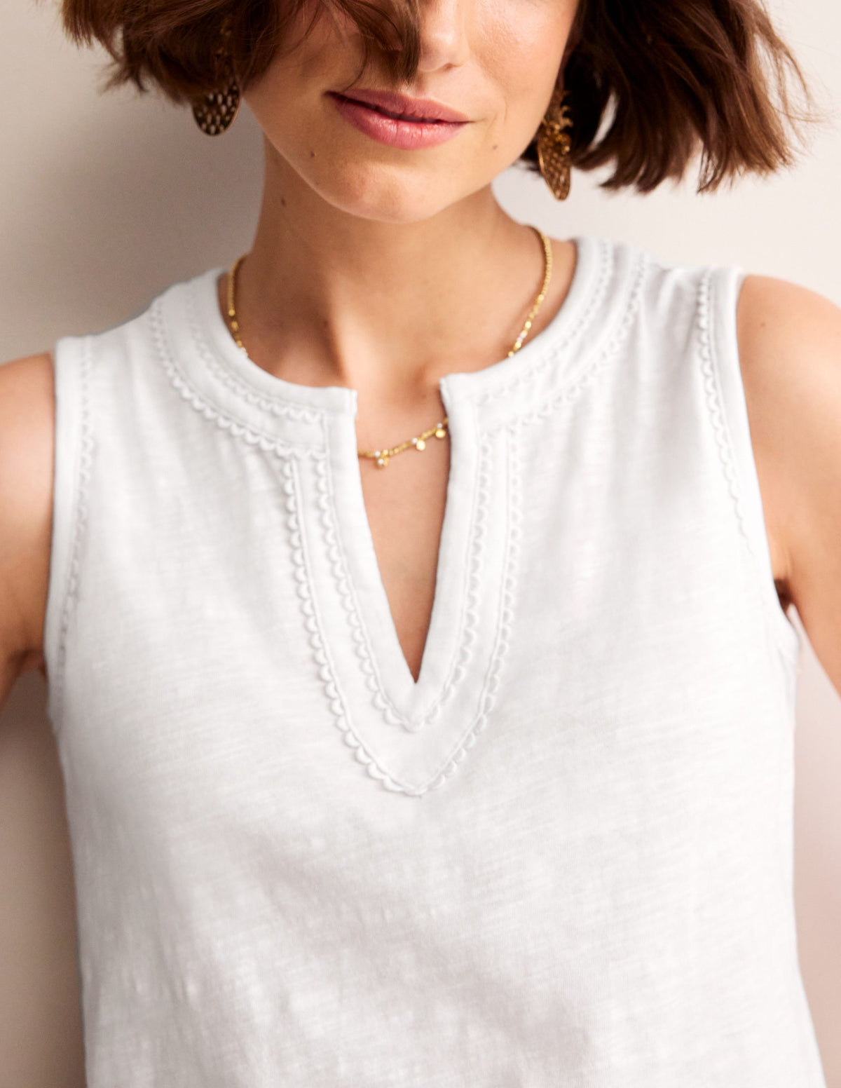 Tanktop mit Pompon-Besatz-Weiß-2