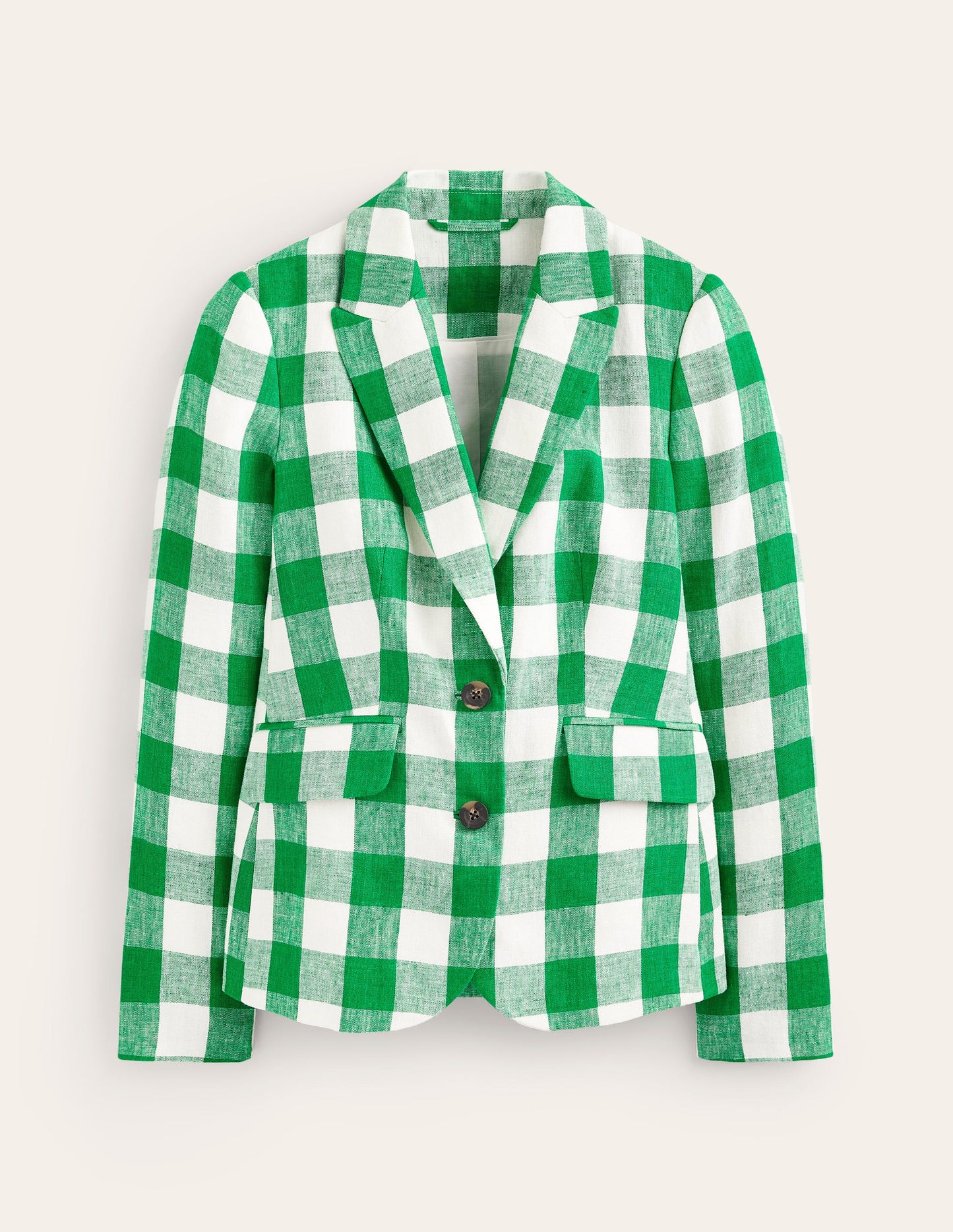 Marylebone Linen Blazer-Green Gingham