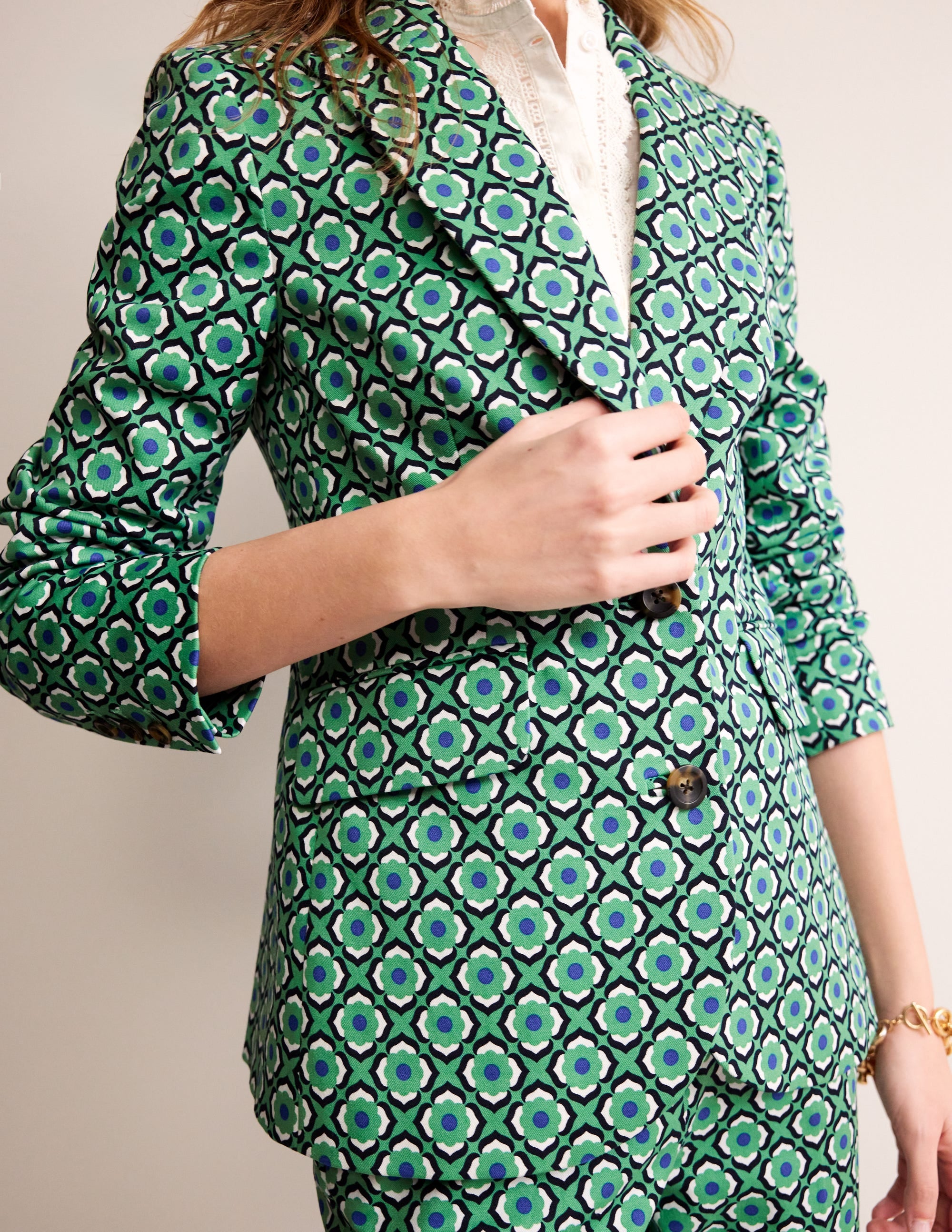 Marylebone Blazer aus Bi-Stretch-Ming-Grün, Geo Frucht - Image 2