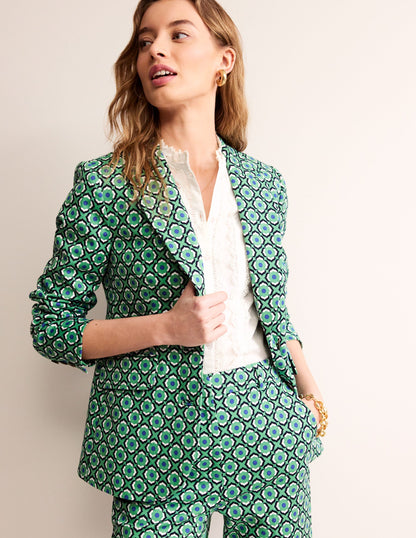 Marylebone Blazer aus Bi-Stretch-Ming-Grün, Geo Frucht