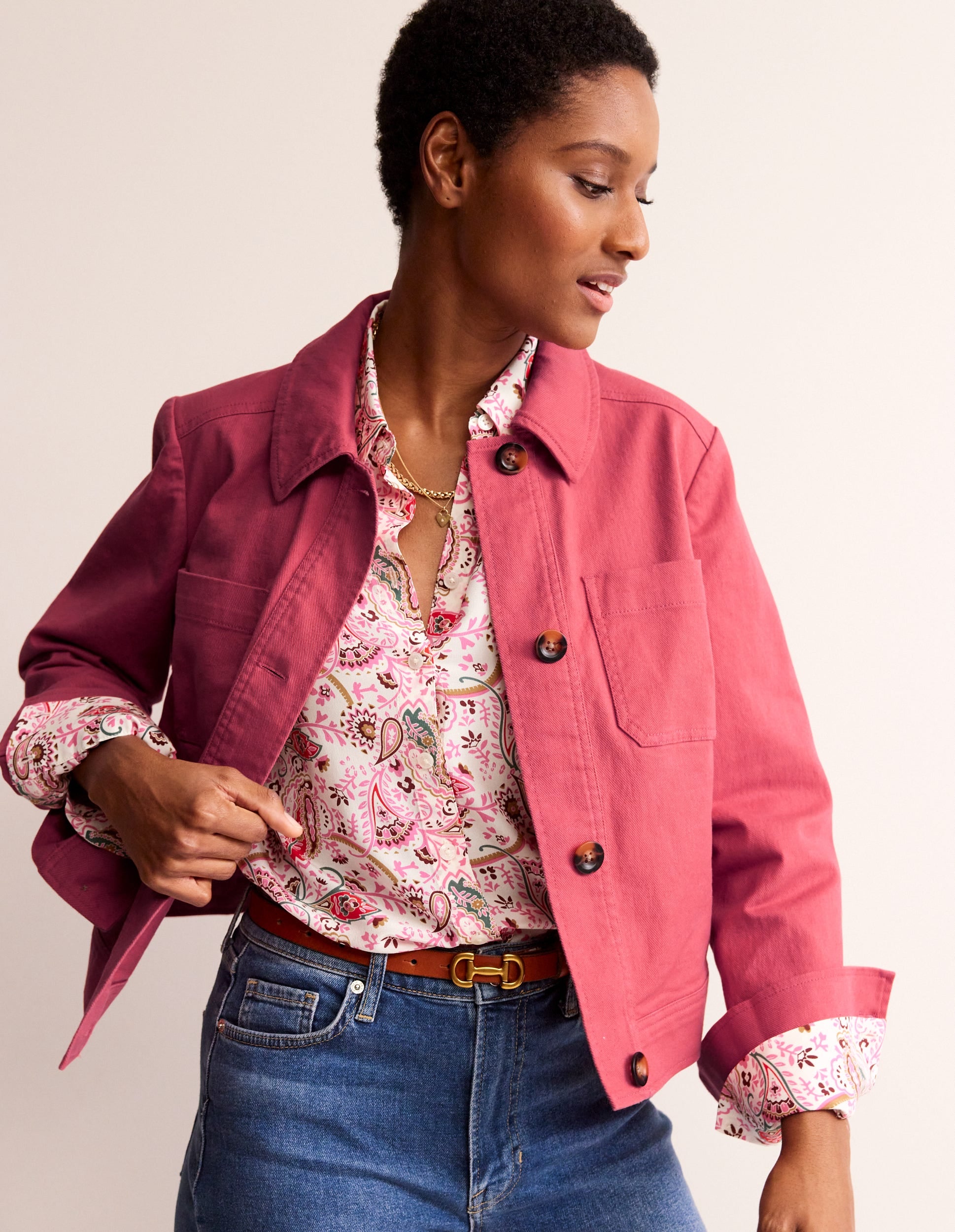 Veste courte décontractée-Rose - Image 4