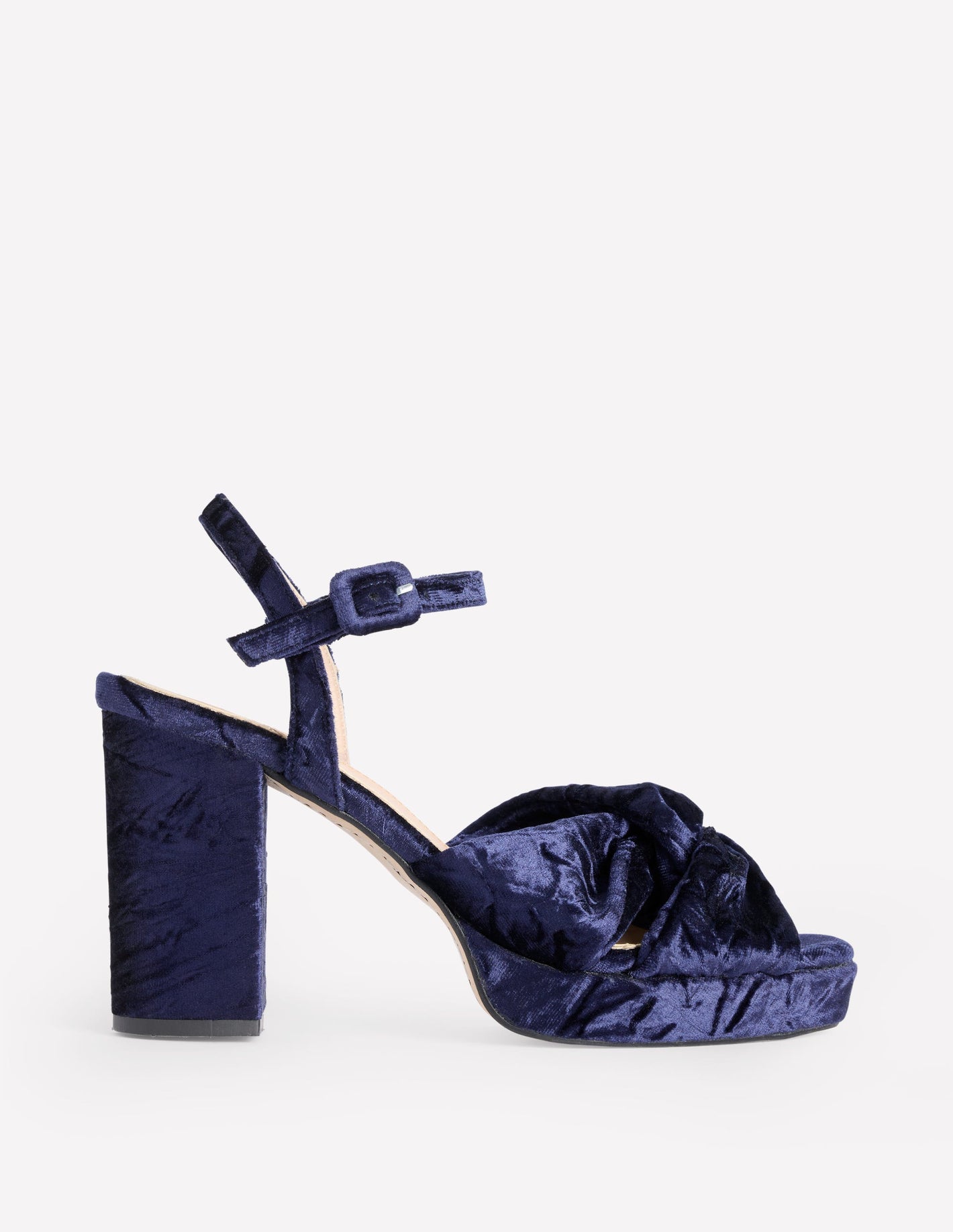 Plateauschuhe mit Absatz und Twistdetail-Navy Samt