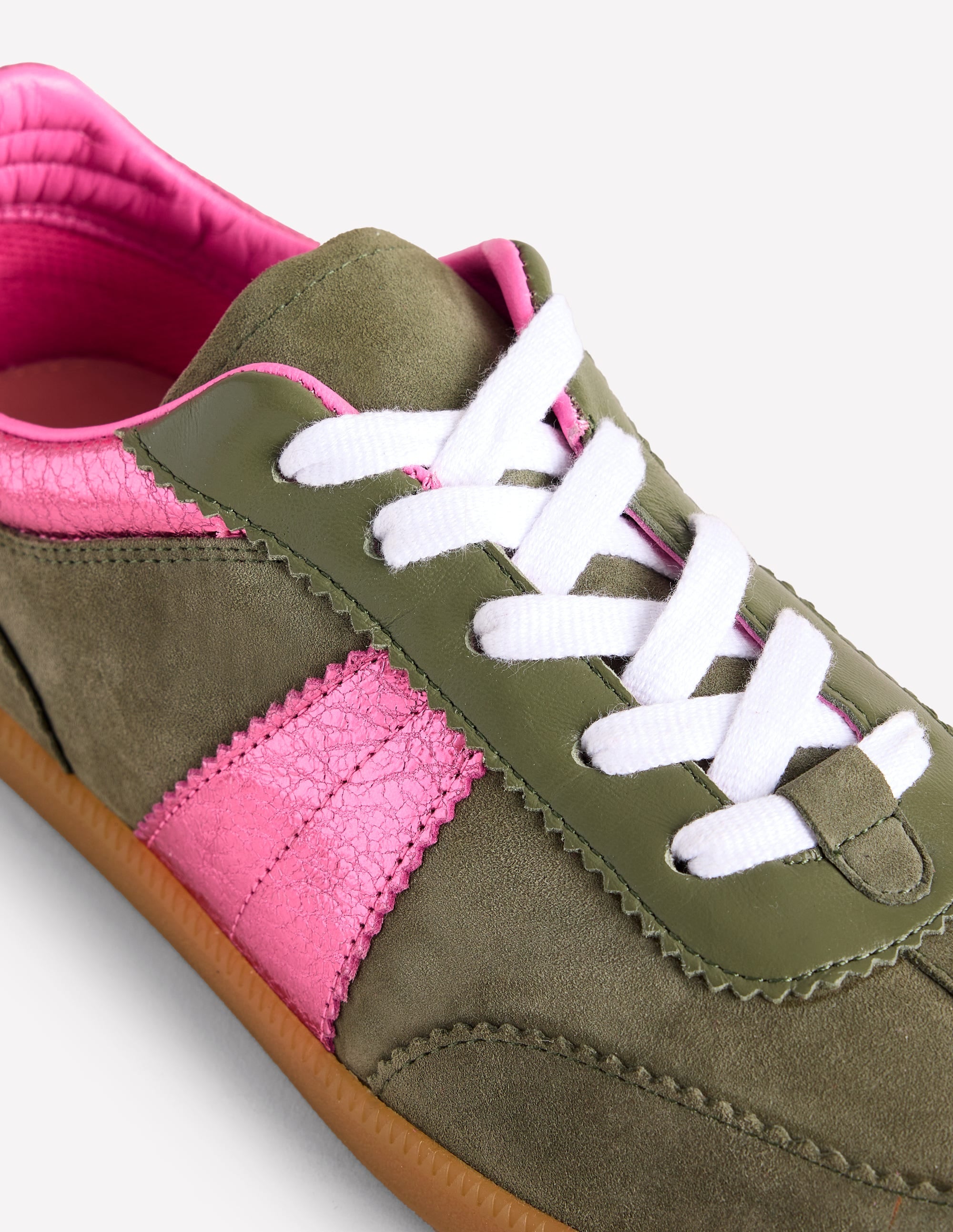 Erin Retro-Tennisschuhe-Khaki/Leuchtendes Pink - Image 4