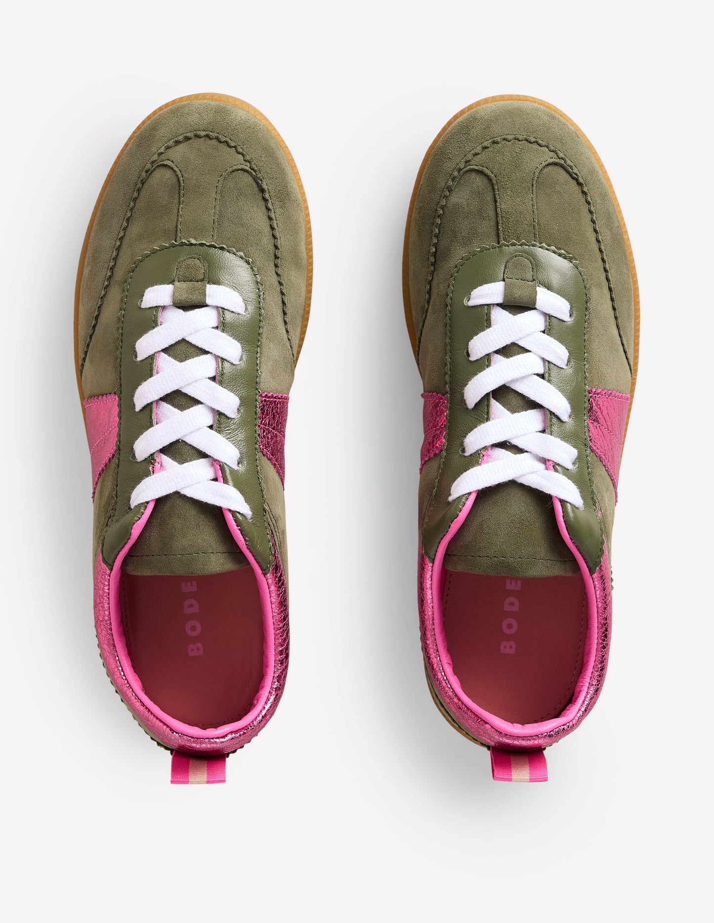 Erin Retro-Tennisschuhe-Khaki/Leuchtendes Pink