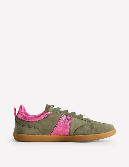 Erin Retro-Tennisschuhe-Khaki/Leuchtendes Pink