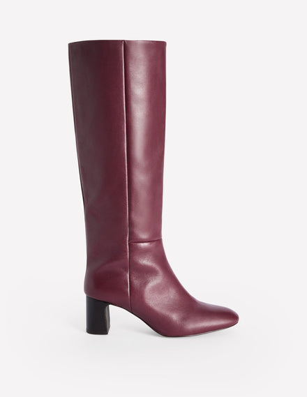 Bottes Erica hauteur genou en cuir-Cuir rouge sang de bœuf