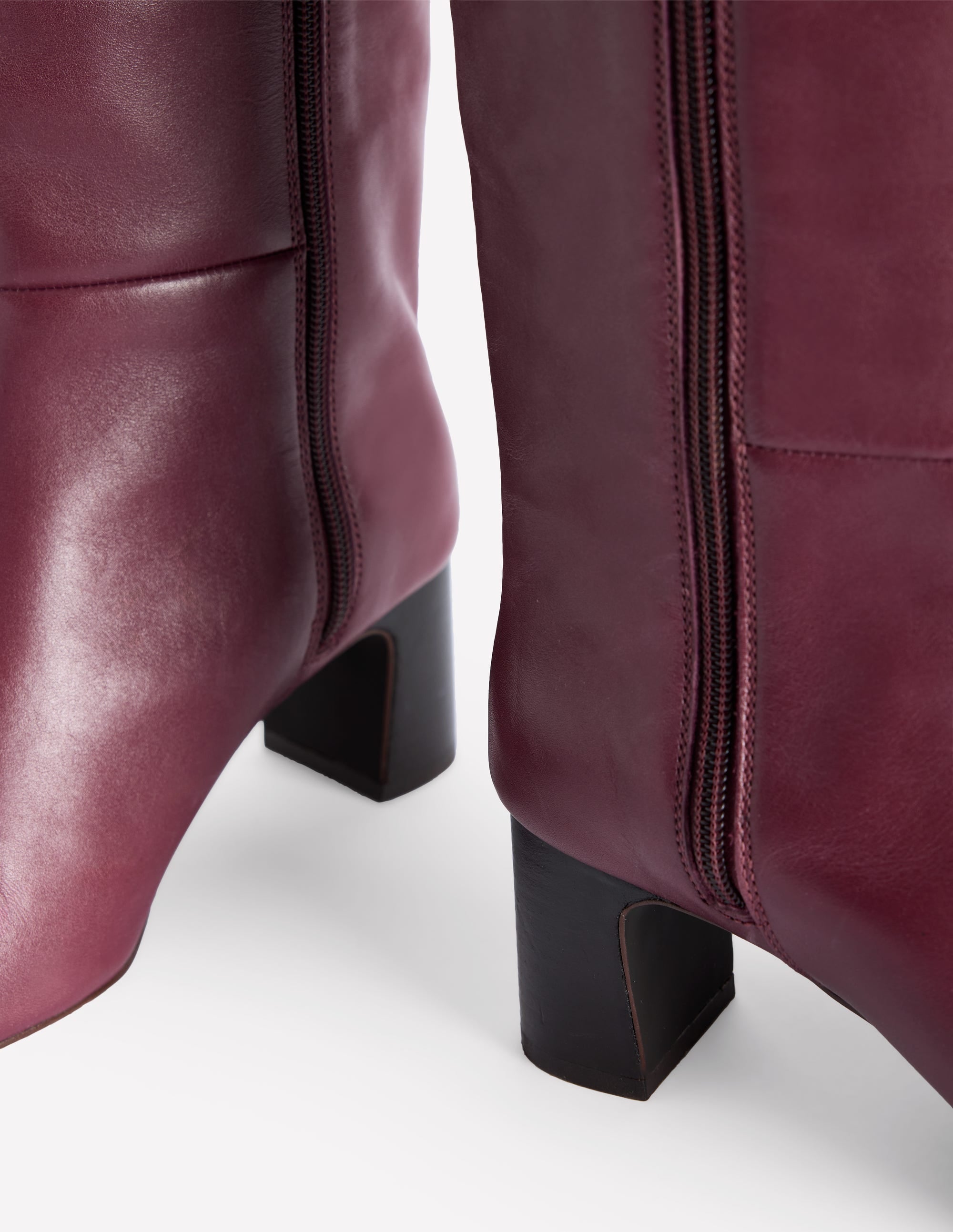 Bottes Erica hauteur genou en cuir-Cuir rouge sang de bœuf - Image 4