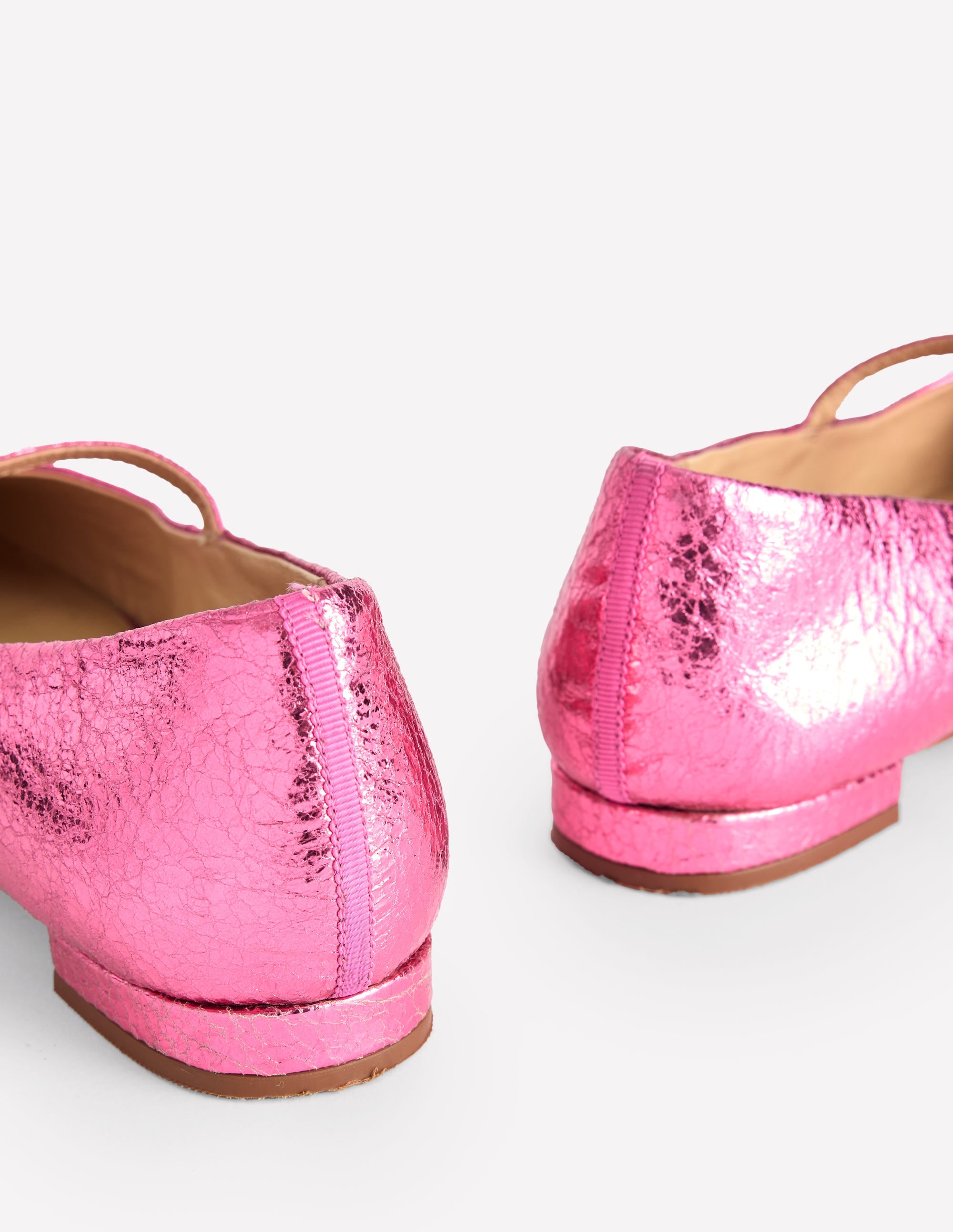 Penelope Flache Mary Janes-Rosa Pfau Metallic-Leder - Image 4