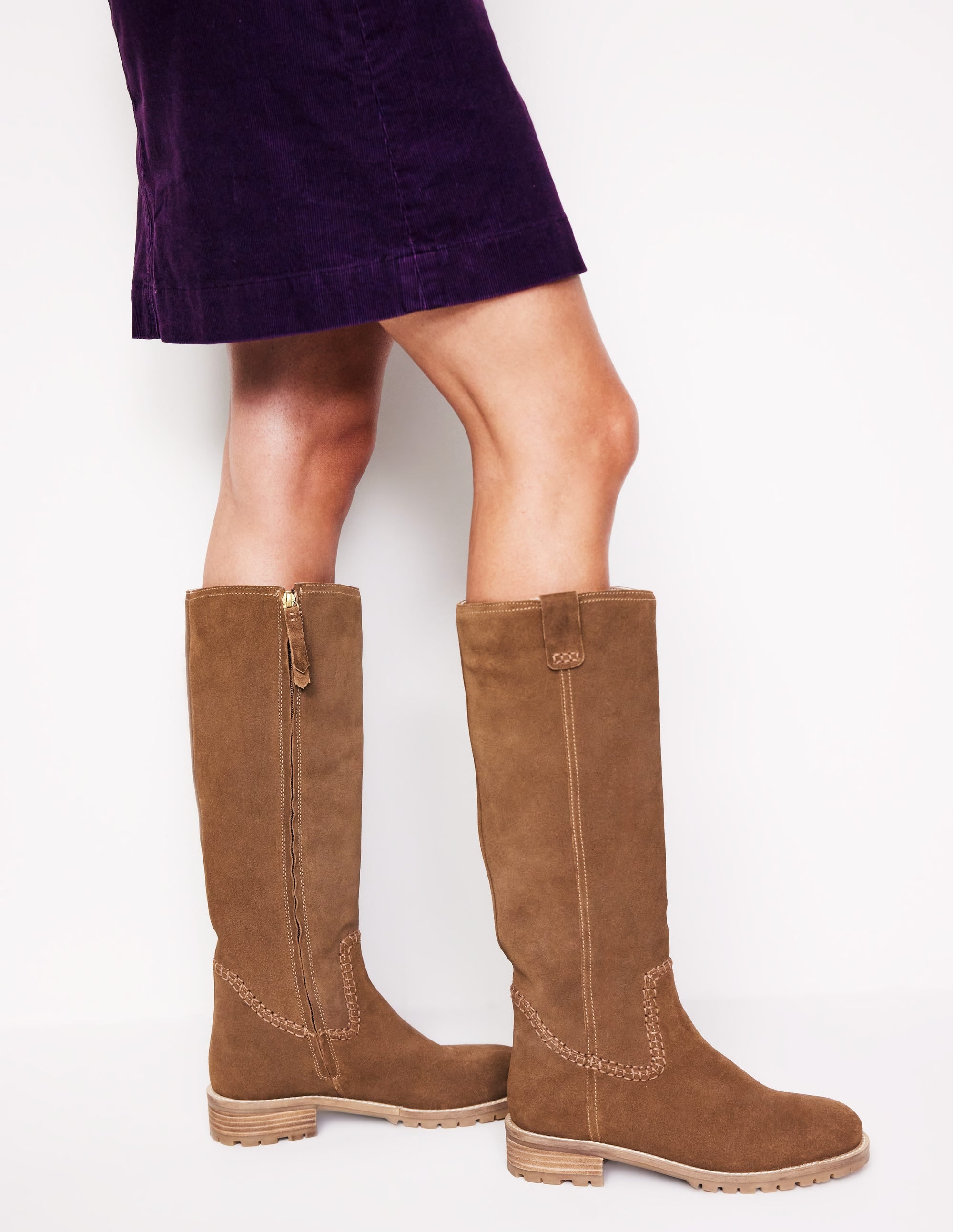 Bottes plates hauteur genou-Fauve - Image 1