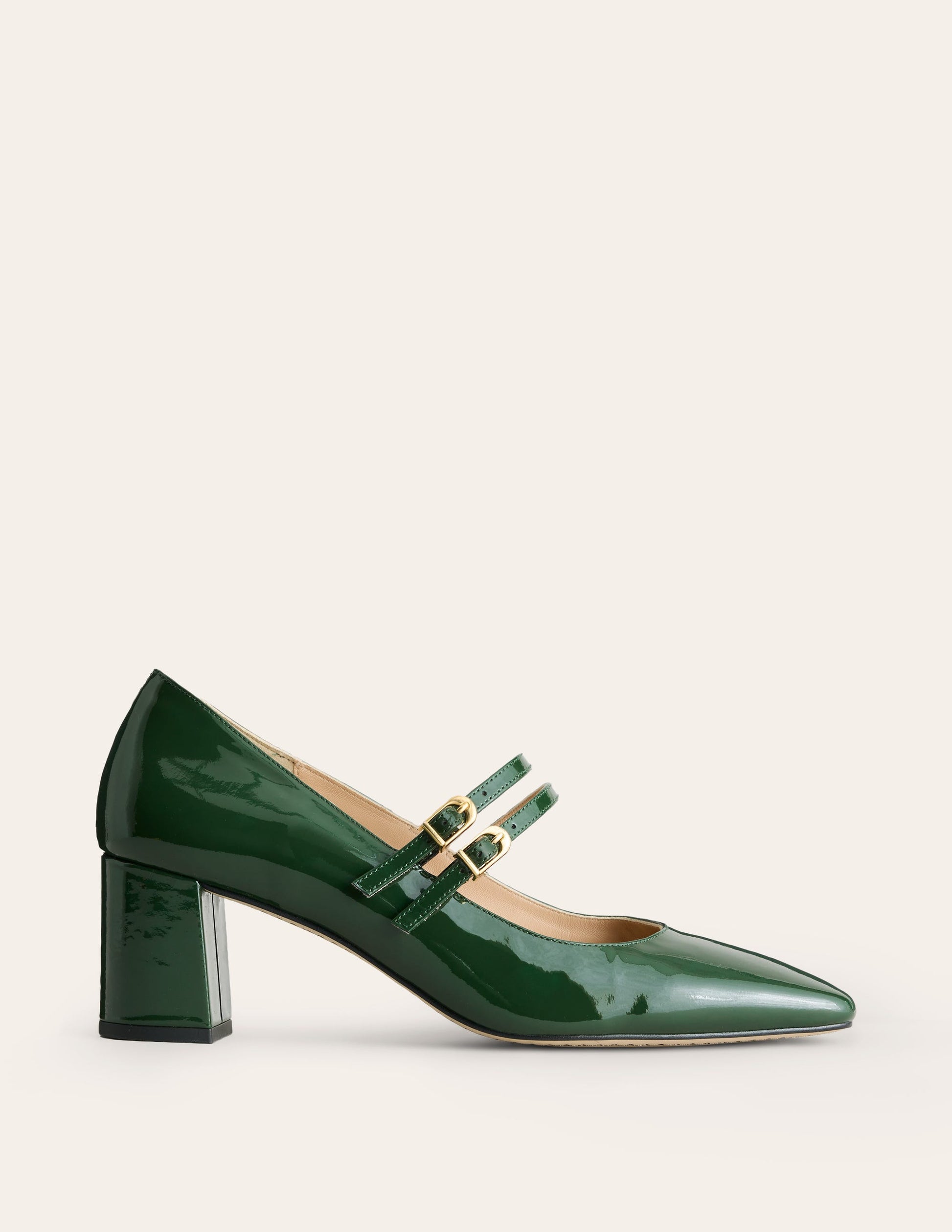 Pumps mit Blockabsatz-Dunkelgrün Lackleder-2