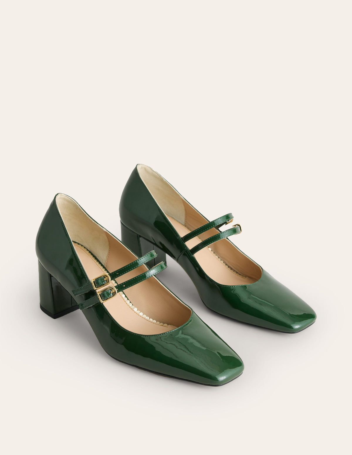 Pumps mit Blockabsatz-Dunkelgrün Lackleder - Image 3