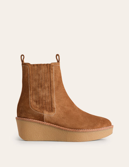 Stiefeletten mit Plateauabsatz-Hellbraun