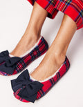 Slipper mit Schleife-Rot und Blau, Kariert