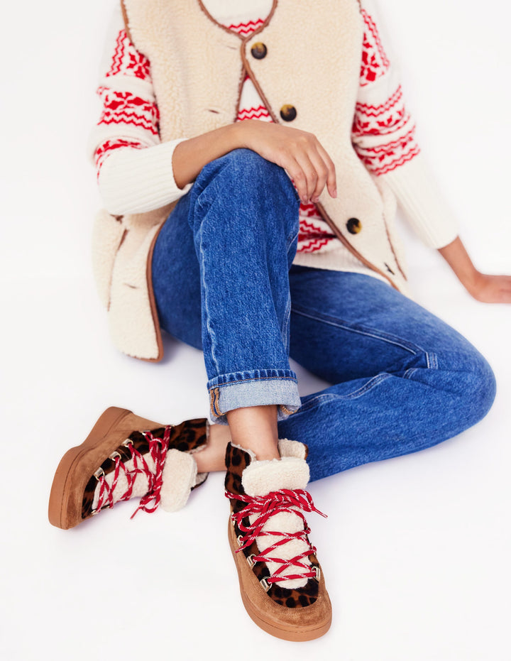 Bottes cosy à lacets-Chocolat