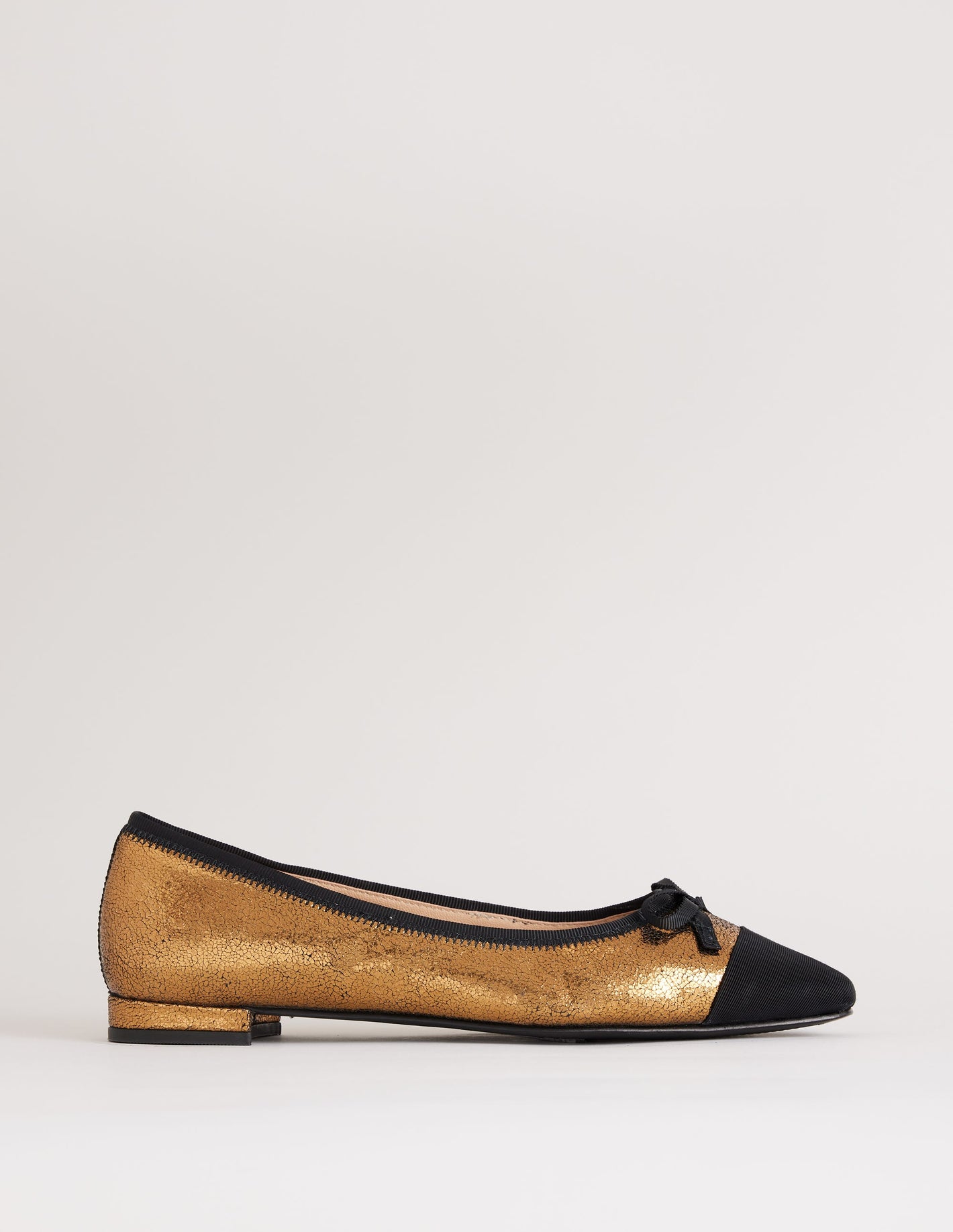 Ballerinas mit Zehenkappe-Bronze Metallic Leder