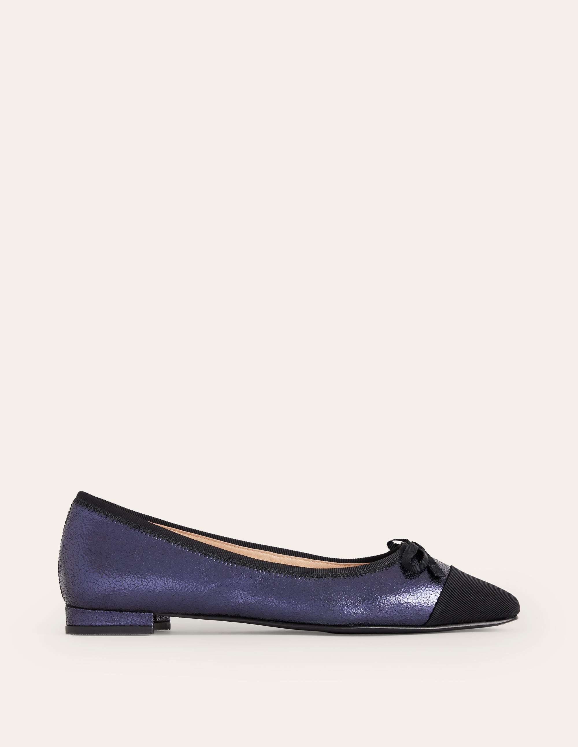 Toe Cap Ballet Flat-Navy Crackle Leather - Image 2