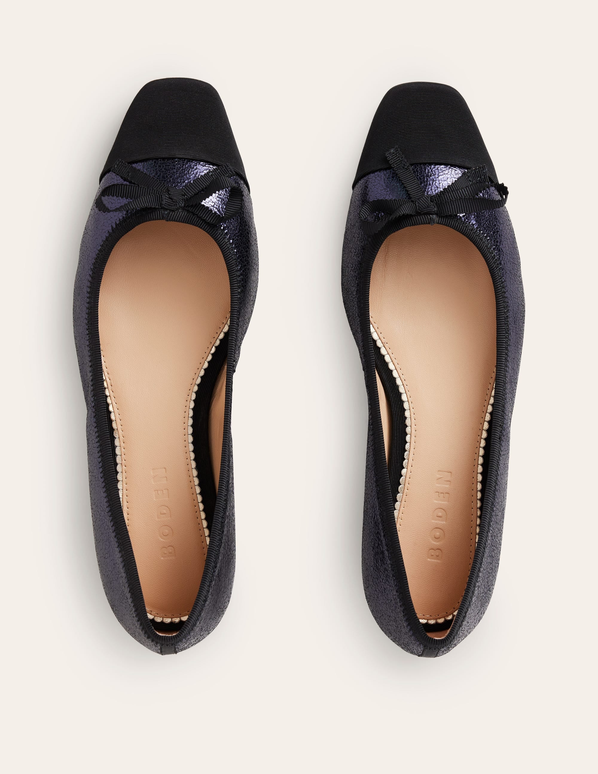 Toe Cap Ballet Flat-Navy Crackle Leather - Image 5