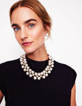 Mega-Halskette mit mehreren Anhängern-Ivory and Navy Spot